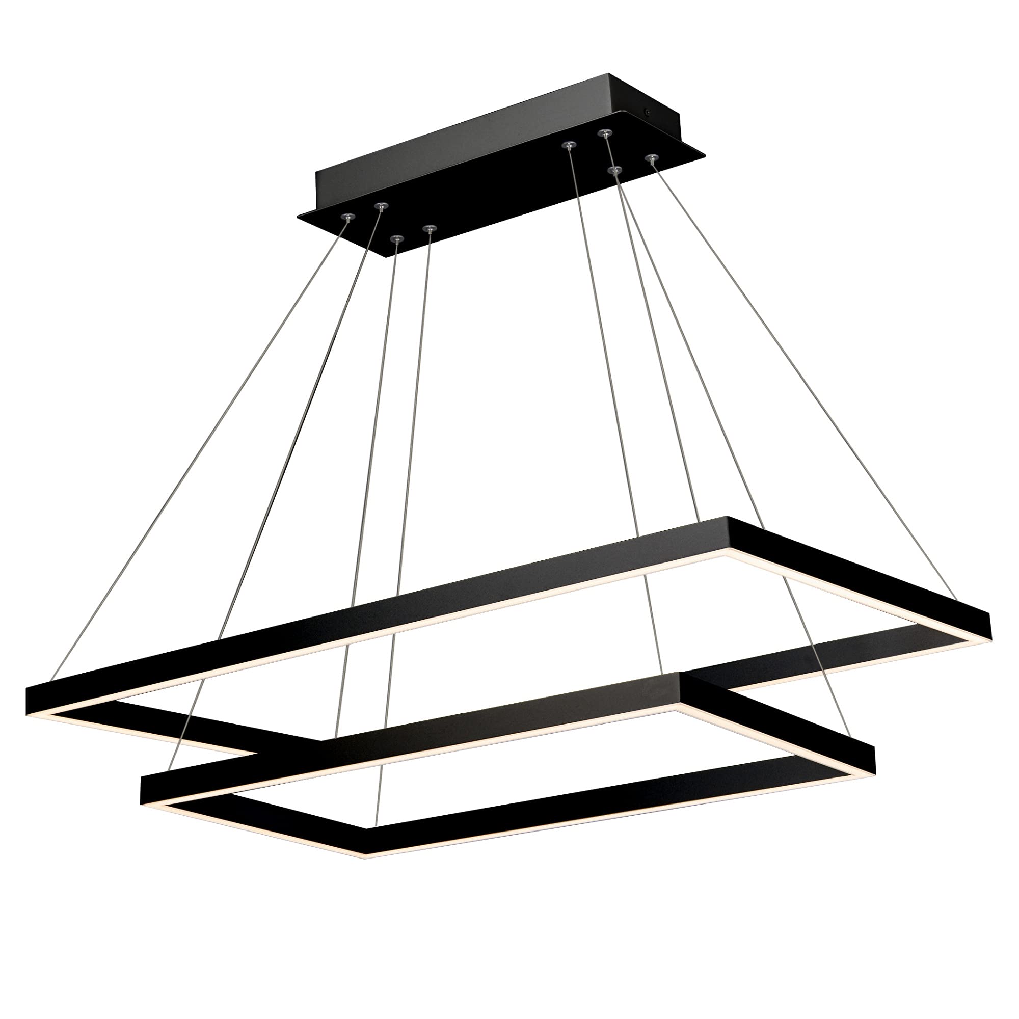 VONN Atria Duo 29" Modern Two-Tier Chandelier, Black Integrated LED, Aluminum, Model VMC31710BL