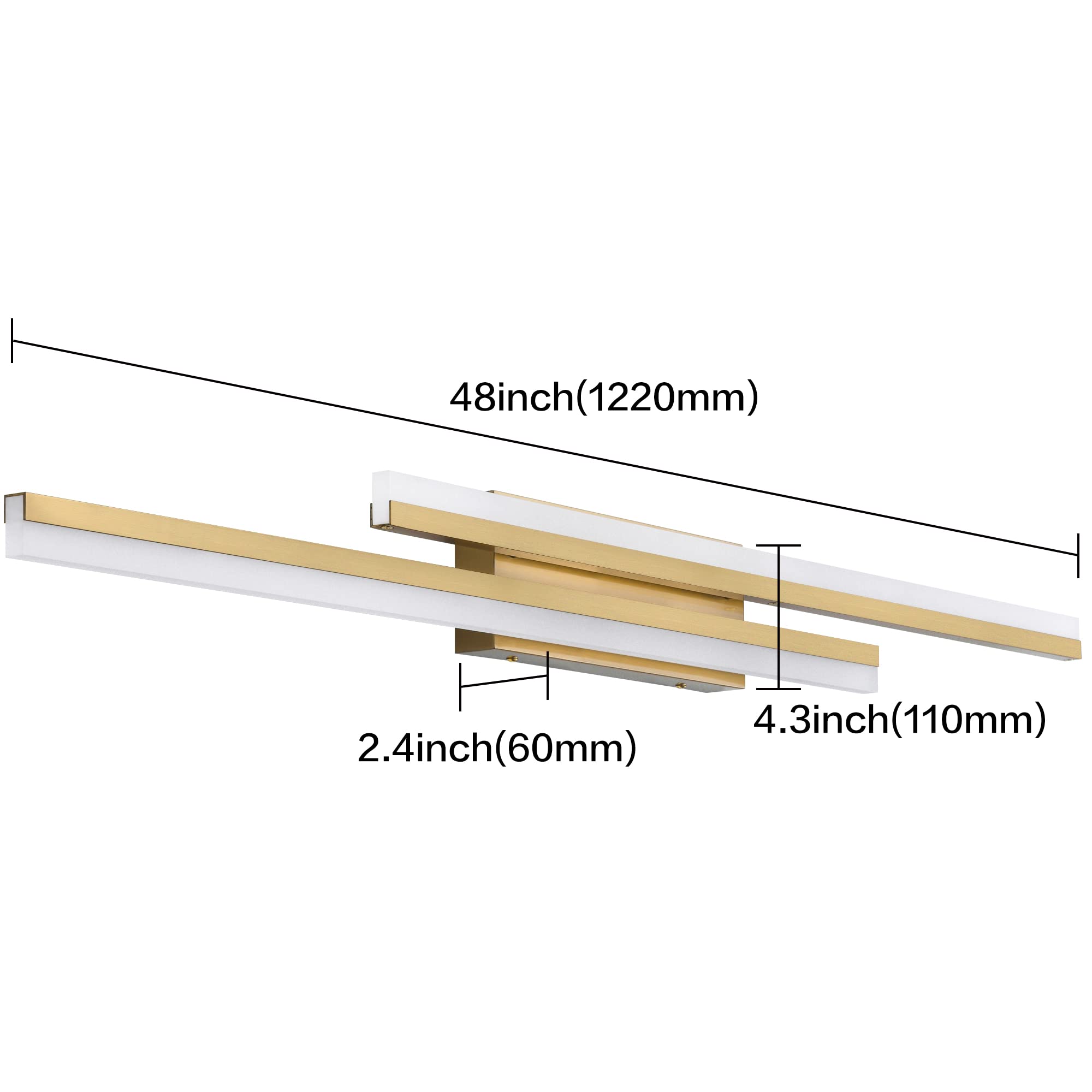 PRESDE LED Bathroom Vanity Light Fixtures, Dimmable 3CCT, 48inch, Gold, Metal, Model 3fbb444e-d59e-4412-8eb