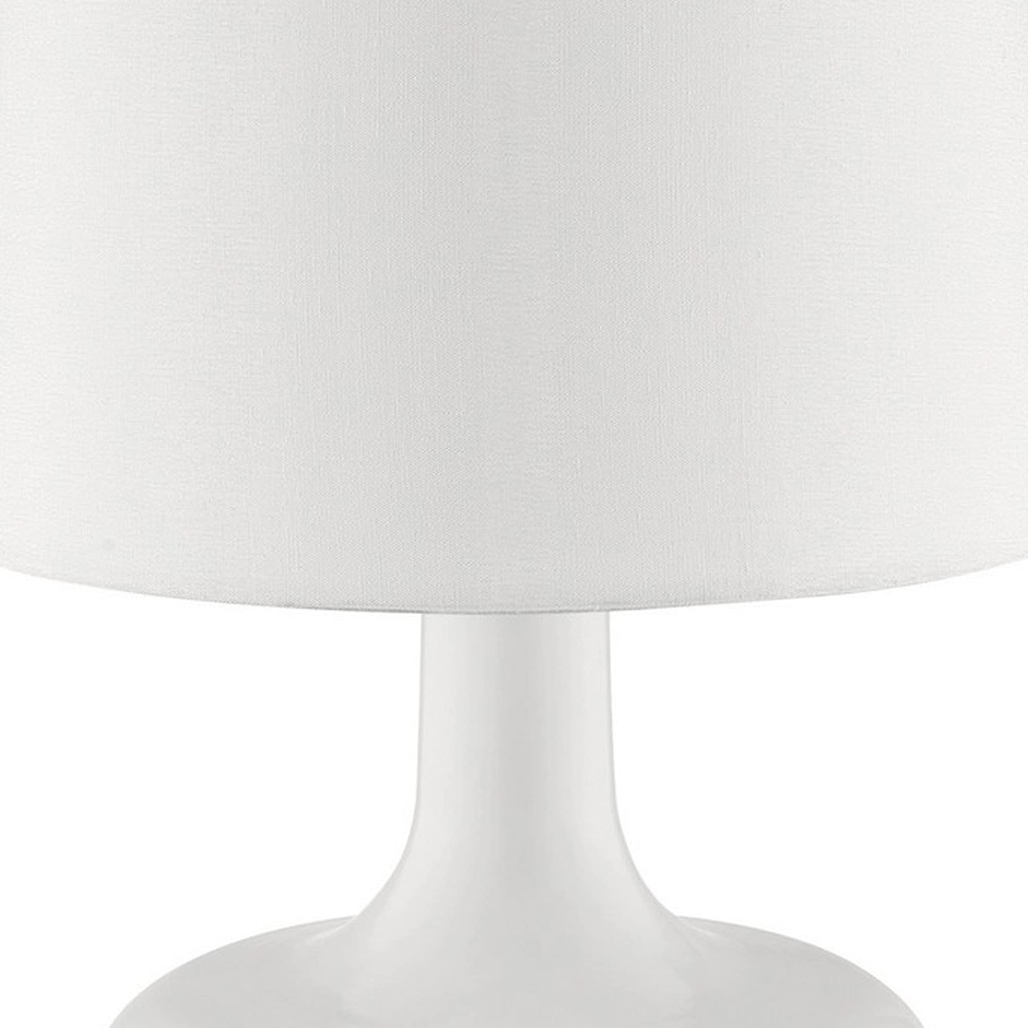 Benzara Bm240455 Table Lamp With Teardrop Metal Base & Fabric Shade, White