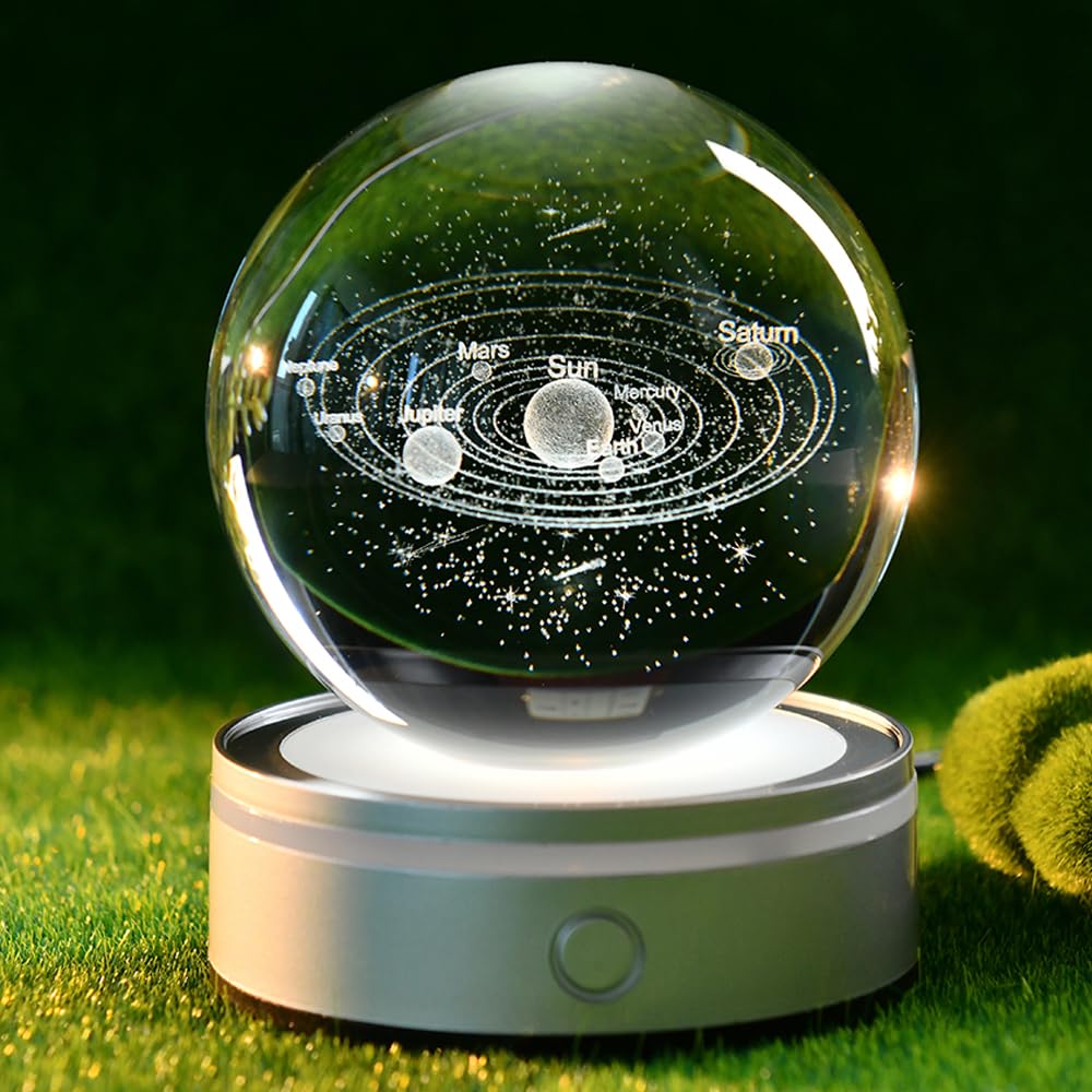 ZRENJHUS 3D Solar System Crystal Ball Universe Glass Ball Space Astronomy Gift Planets Model Science Astrophysics Gifts Solar Sy
