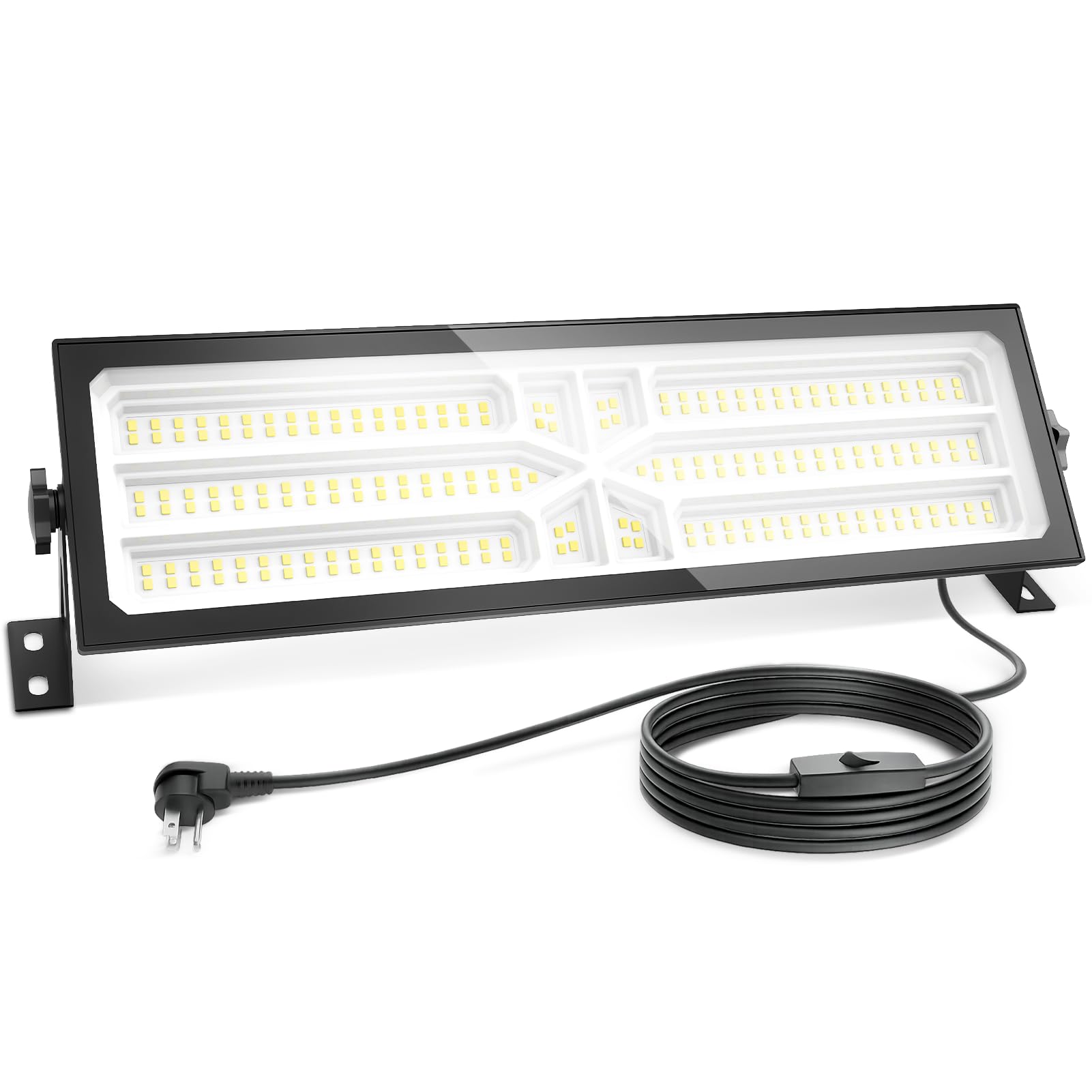 Linkable LED Shop Light (Built-in Outlet) - 100W 15000LM Aluminum Plug in Garage Light w/ 9.84ft Power Cord and On/Off Switch  6000K Shop Lights for Garage  Workshop (1 Pack)