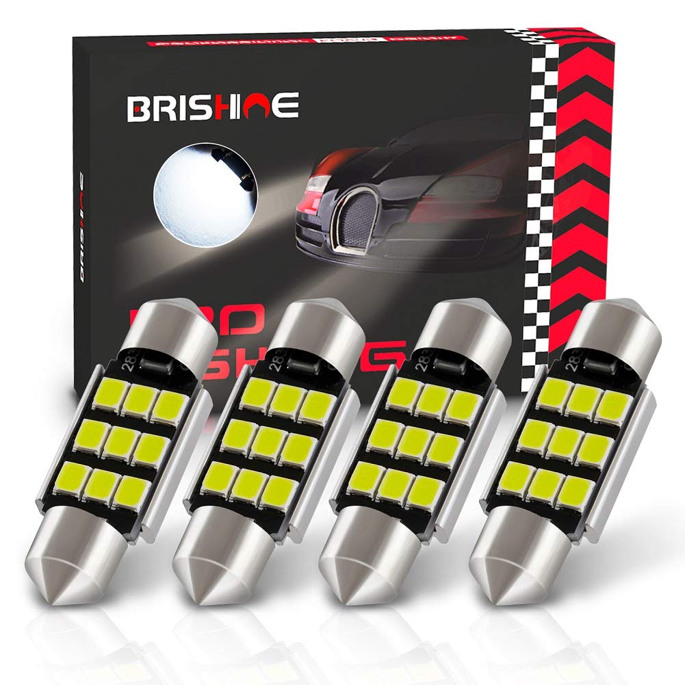 Brishine 4Pcs 6418 Led Bulbs, Super Bright 2835 Chipsets Canbus Error Free 36Mm 1.5    Festoon 6461 De3425 C5W Led Bulbs For Car