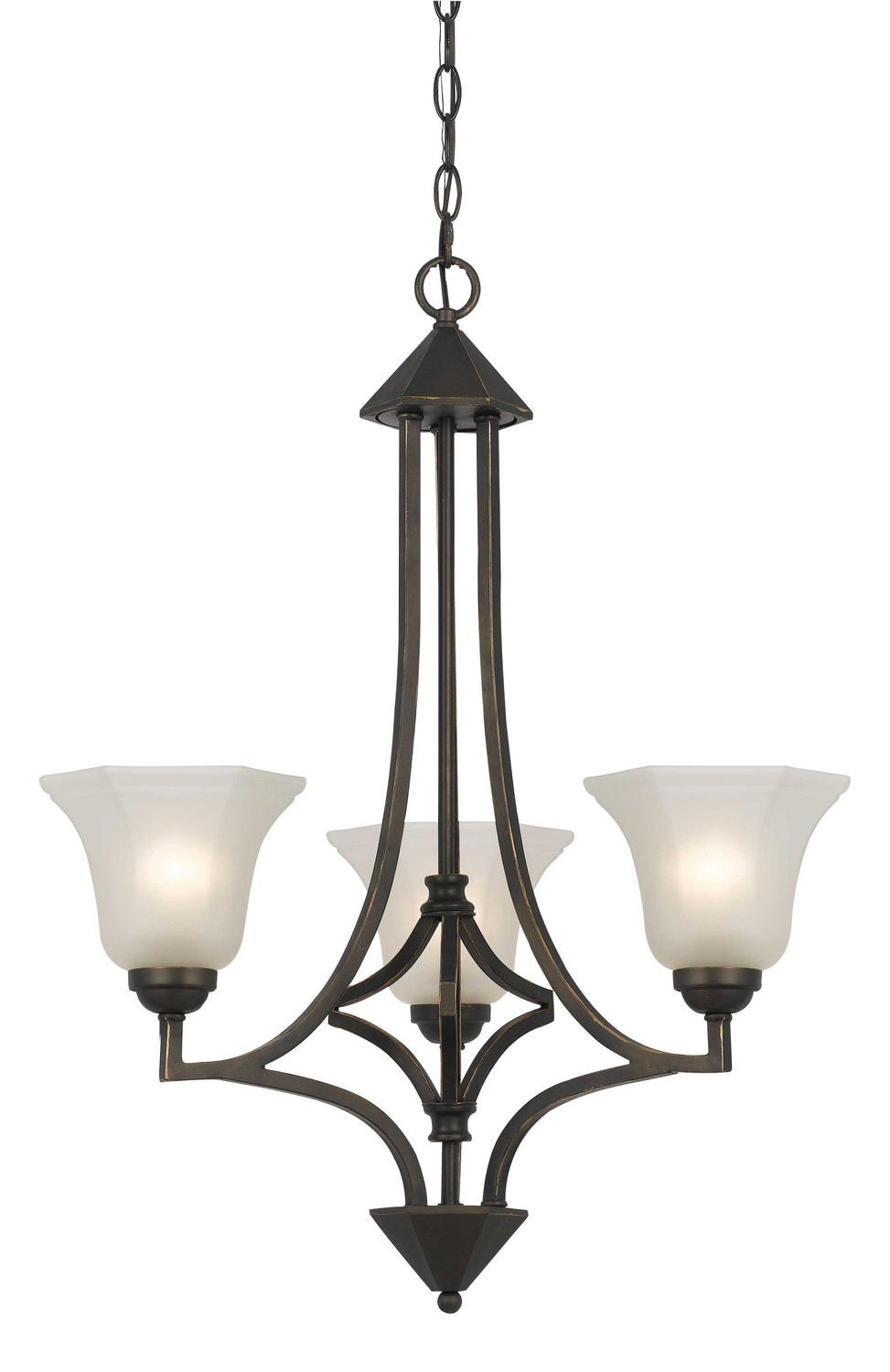 Cal Lighting FX-3551/3 Transitional Three Light Chandelier from Metal Collection in Bronze/Dark Finish, 24.25 inches