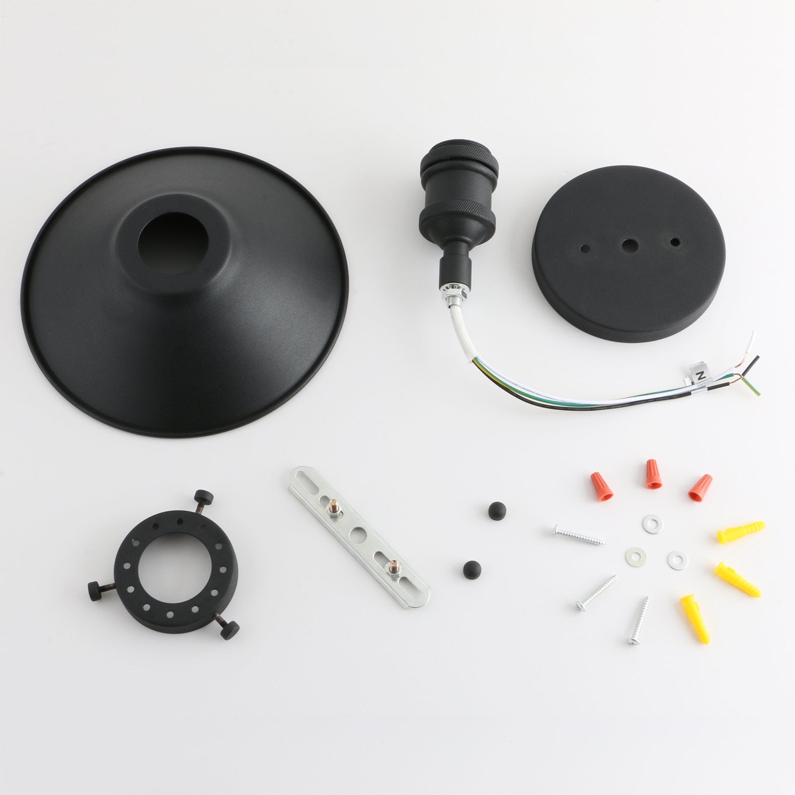 Phansthy Industrial Semi Flush Mount Ceiling Light, 1-Light, 8.1in Metal Shade, Black, Model FTY177TH