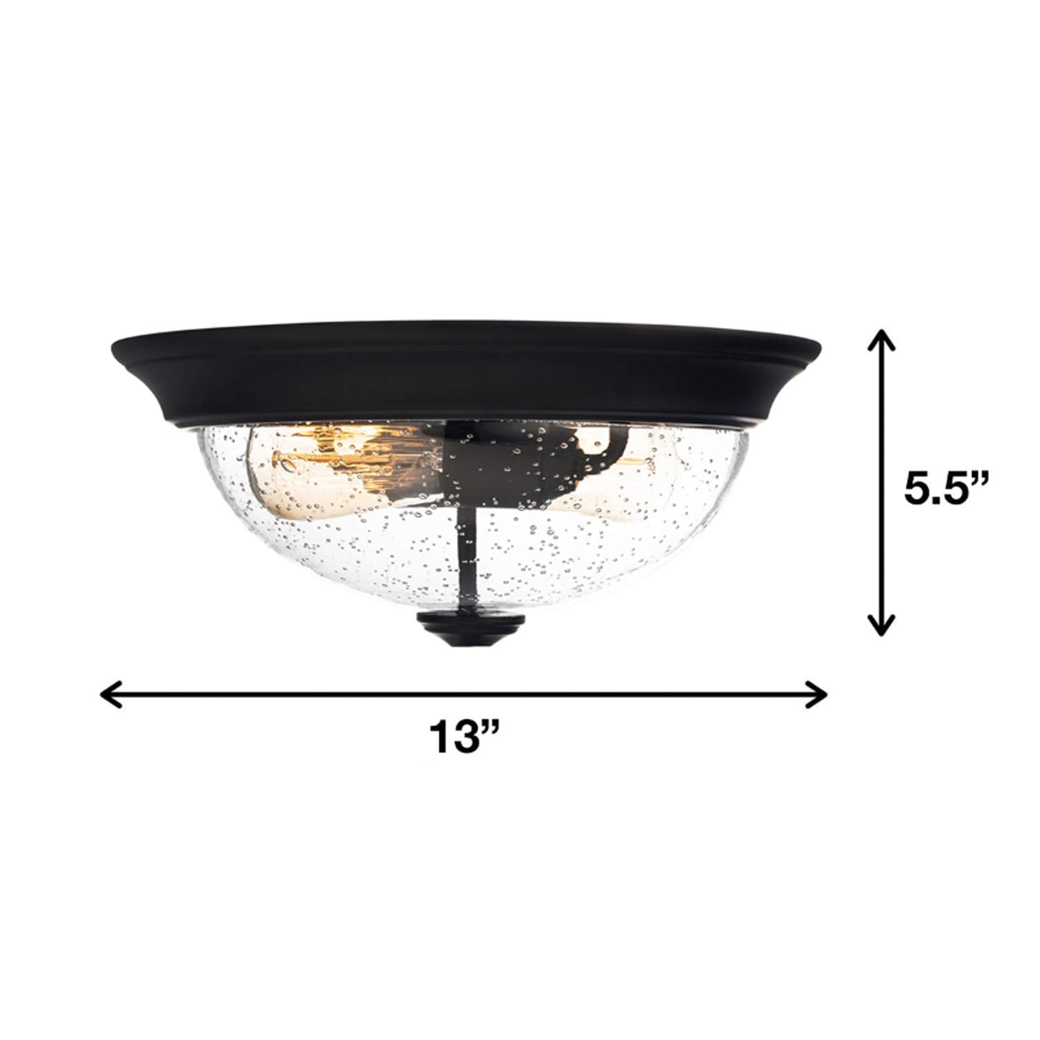 Prominence Home Madalyn 13&quot; Bronze Flush Mount Seeded Glass Bowl Indoor Light Fixture
