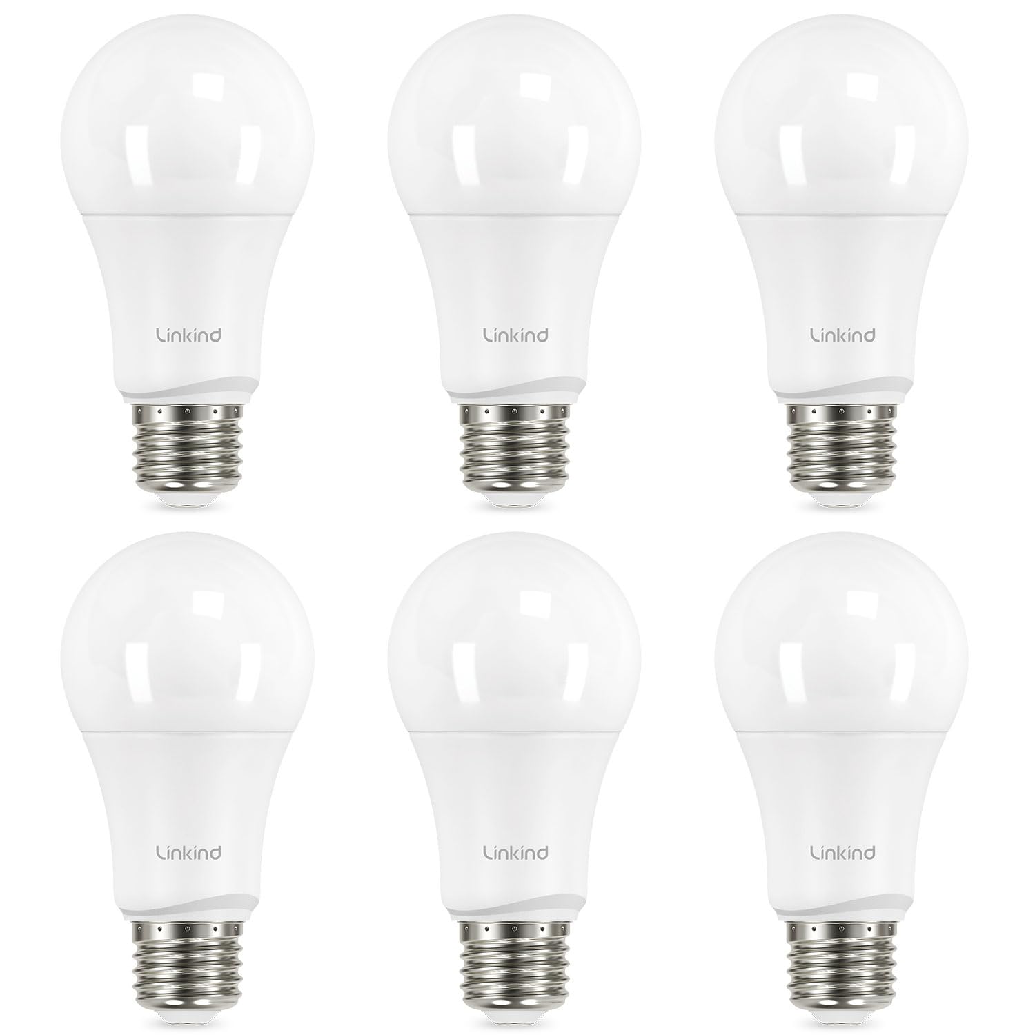 Linkind Dimmable A19 Led Light Bulbs, 100W Equivalent, 5000K Daylight, Pack Of 6, E26 Base, 1600 Lumens, Ul Listed