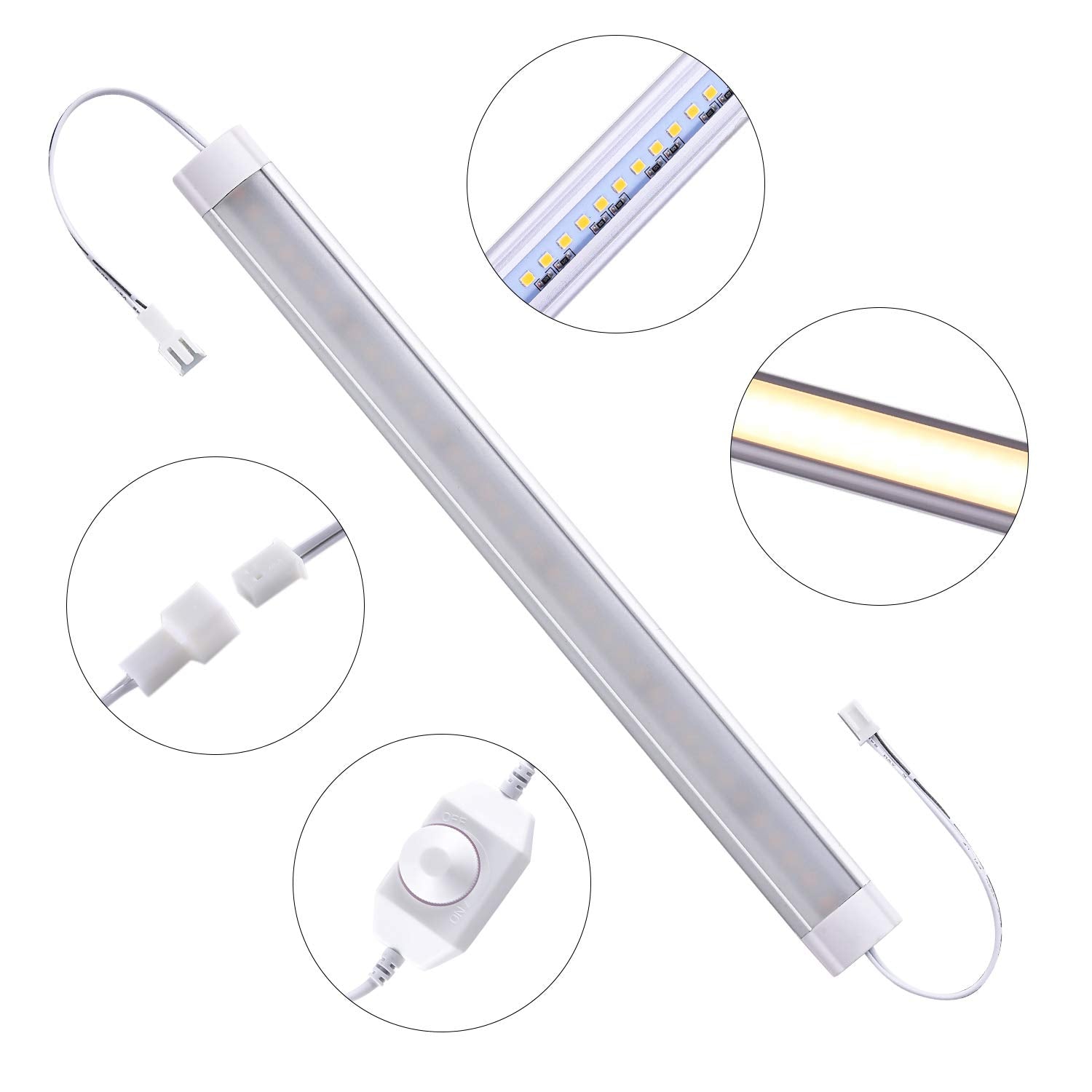 LABOREDUCER LED Under Cabinet Lighting, 6-Pack 12in Warm White Dimmable, Ultra Slim Aluminum Bar Lights for Kitchen