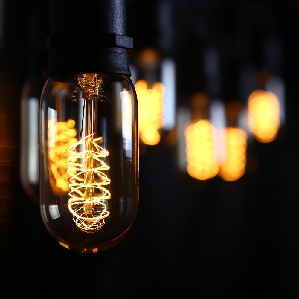 CTKcom T45 Vintage Antique Light Bulbs, 25W Dimmable, Yellow Glass, E26 Base, 4 Pack