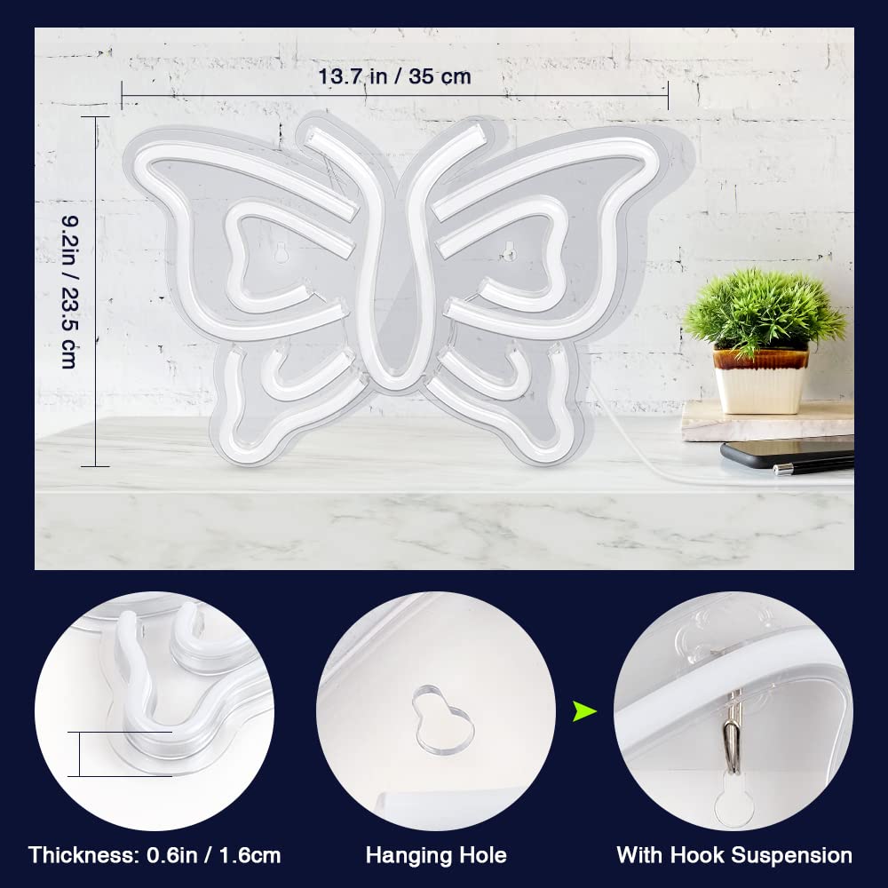 Arrinew LED Neon Signs - Colorful Butterfly Wall Decor, USB Powered, Model NHD05