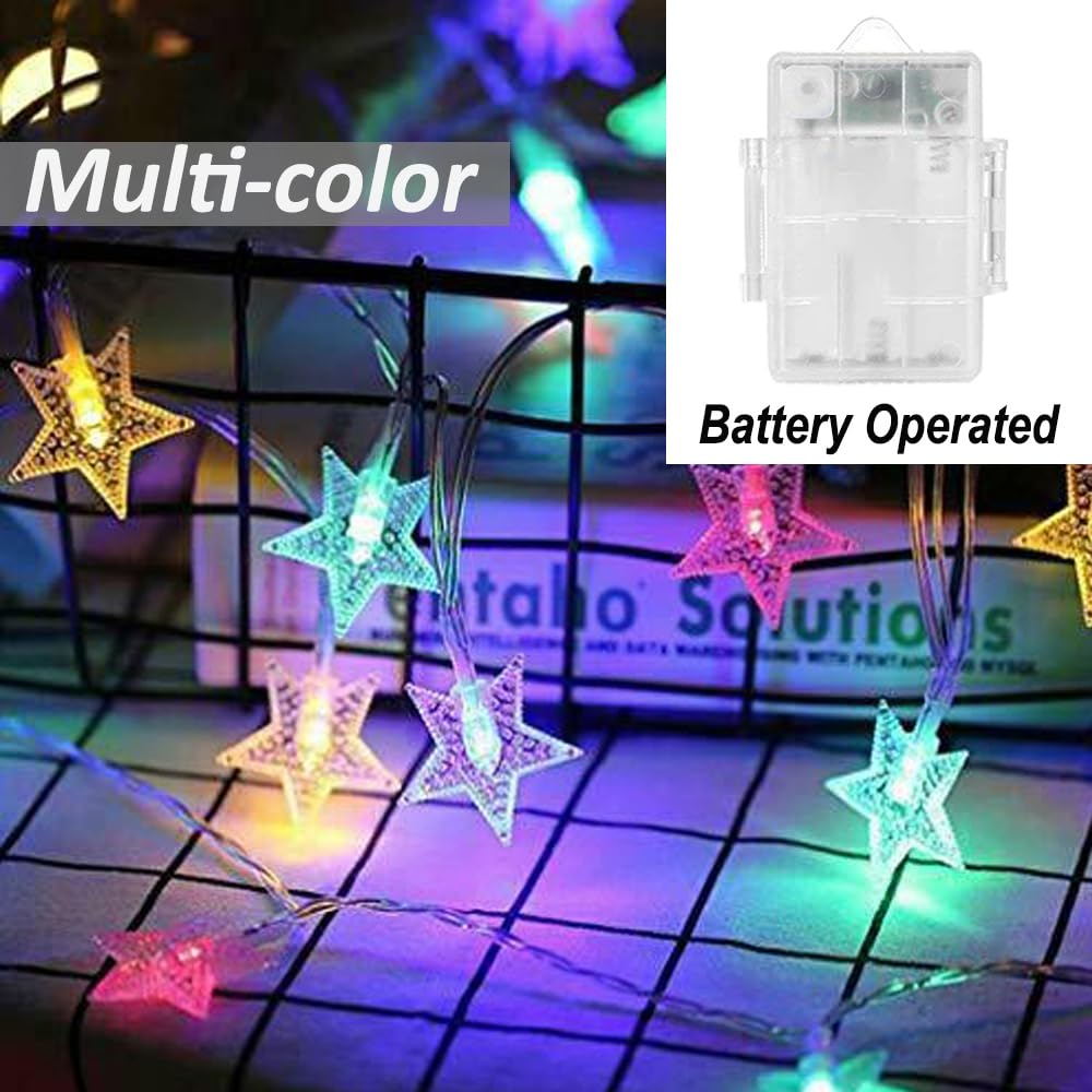 Solhice Star String Lights Battery Operated Color Changing 20Ft, 40 Leds Fairy Lights Hanging Twinkle Lights With Remote For Outdoor Indoor Bedroom