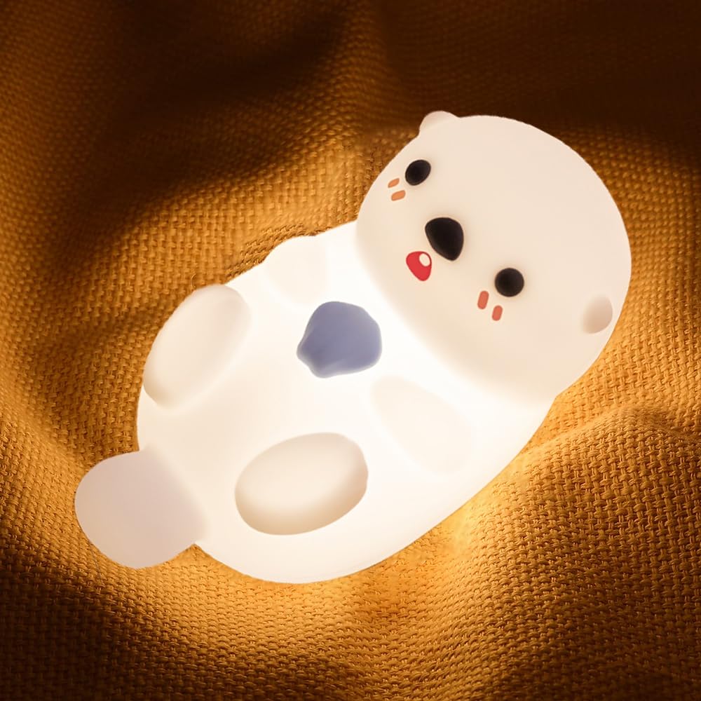 Kangten Chen Cute Otter Night Light For Kids Bedroom, Animal Silicone Nursery Night Lamp Touch Control Sea Otter Nightlights Usb