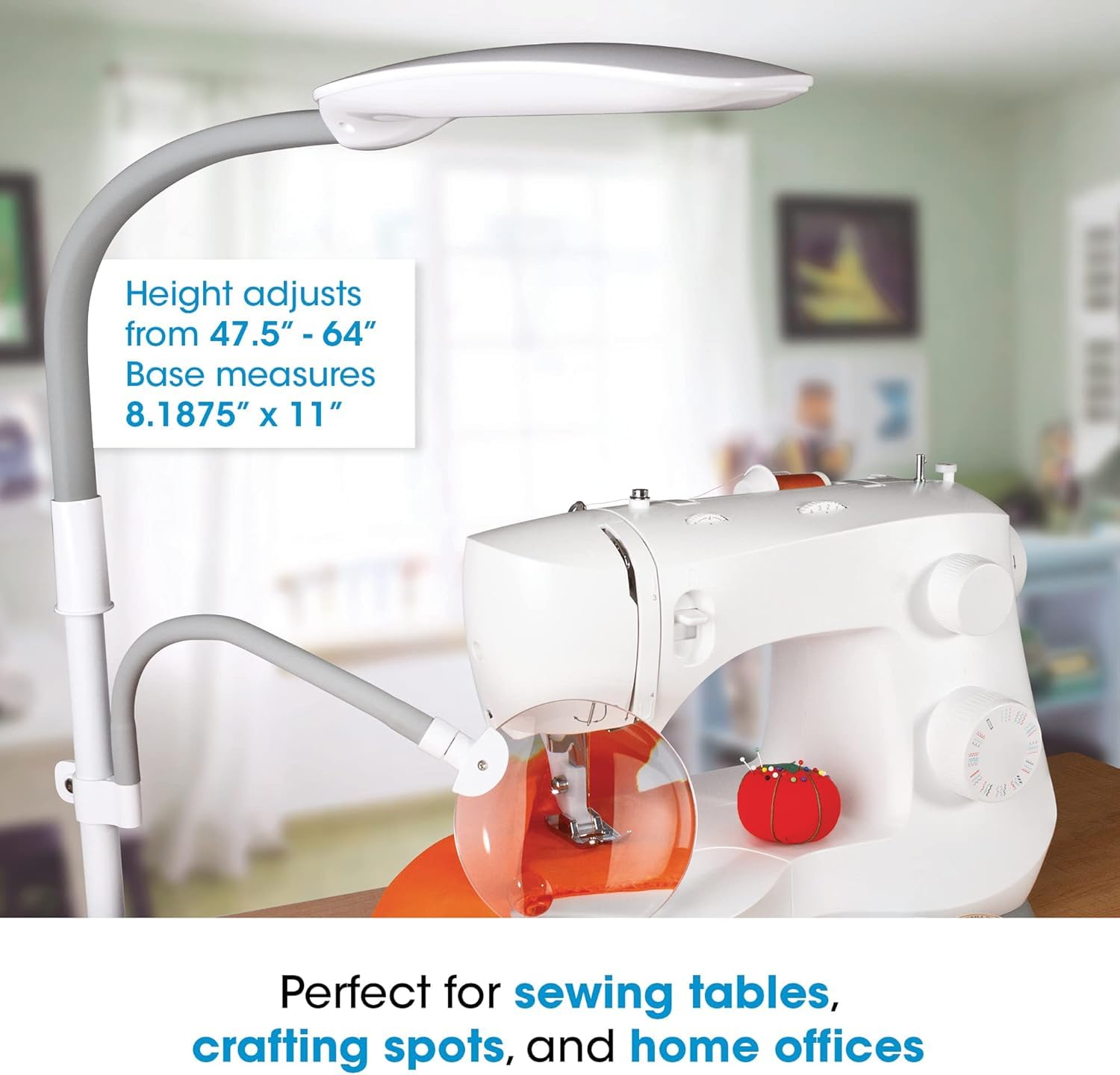 OttLite LED Floor Lamp with Magnifier - ClearSun Technology, 3 Brightness Settings, Adjustable Arm - Large, White, Model CSP57WGC-SHPR