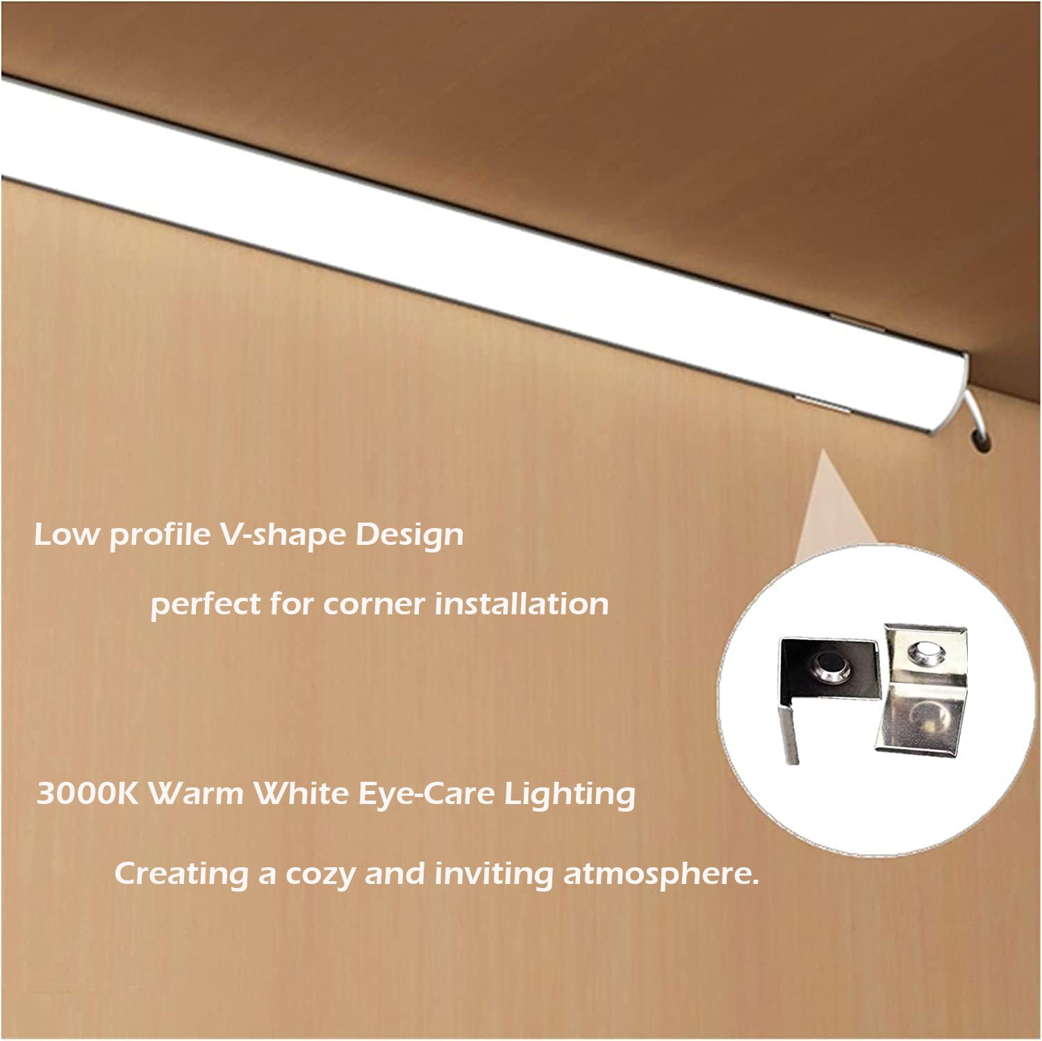 Cefrank V-Shape LED Light Bars 4X 12" - Warm White 3000K, 1200lm, Aluminum, Model H-163WW for Display Showcase & Bookshelf