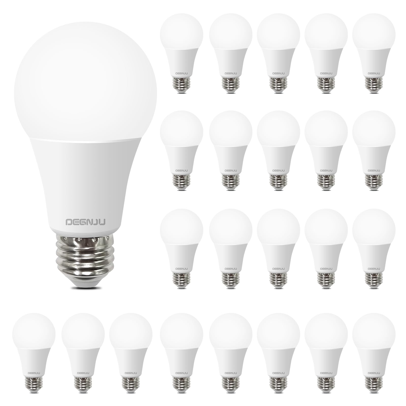 Degnju A19 Light Bulbs, 100 Watt Equivalent Led Bulbs, 5000K Daylight Light Bulbs, 1500 Lumen, E26 Standard Base, Non-Dimmable, 