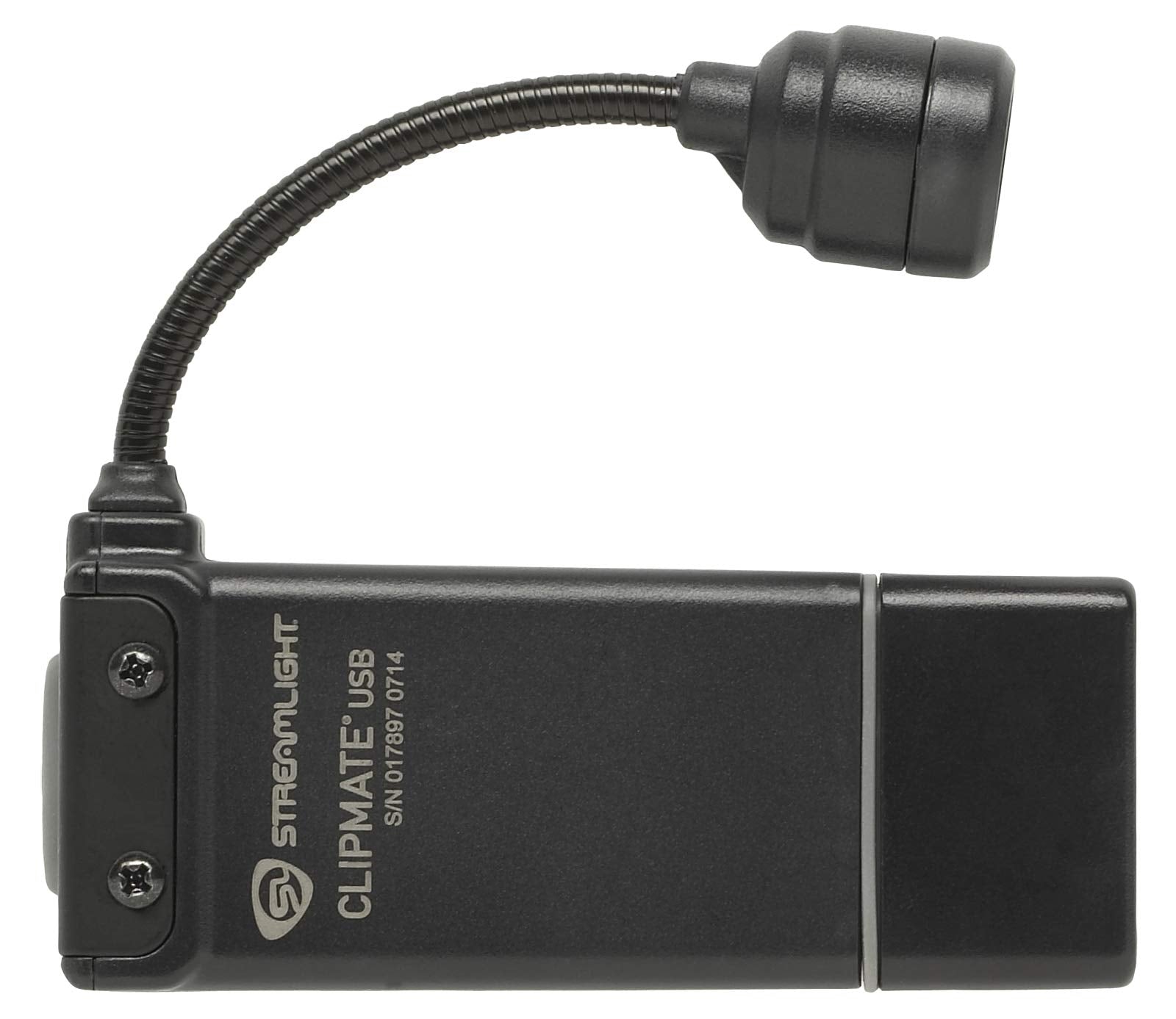 Streamlight ClipMate 70-Lumen USB Rechargeable Compact Light with 120V AC Charger, Black, Model 61126, Polycarbonate Construction