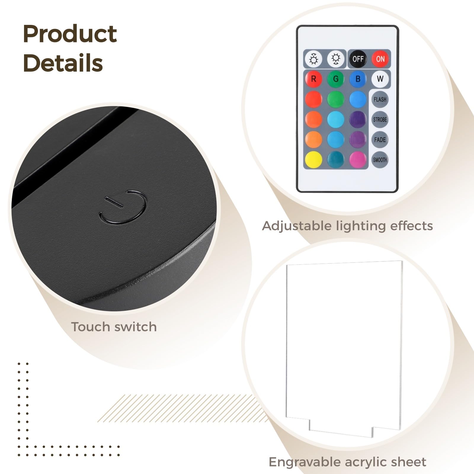 Homaisson 12 Pack 3D Night LED Light Lamp Base with Clear Acrylic Sheets, DIY Acrylic Lamp Base Set with Remote Control, 16 Colo