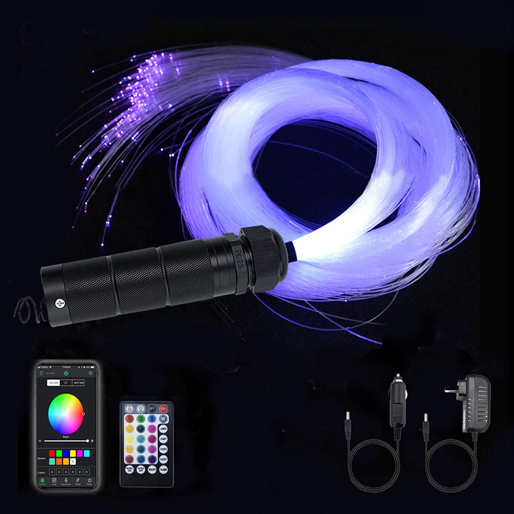 Azimom Car Use Bluetooth 6W Rgbw Led Fiber Optic Lights Star Ceiling Light Kit App Remote Control Mixed 430Pcs 9.8Ft Fiber Cable Music Mode Sensory Lighting Indoor Home Interior Decoration