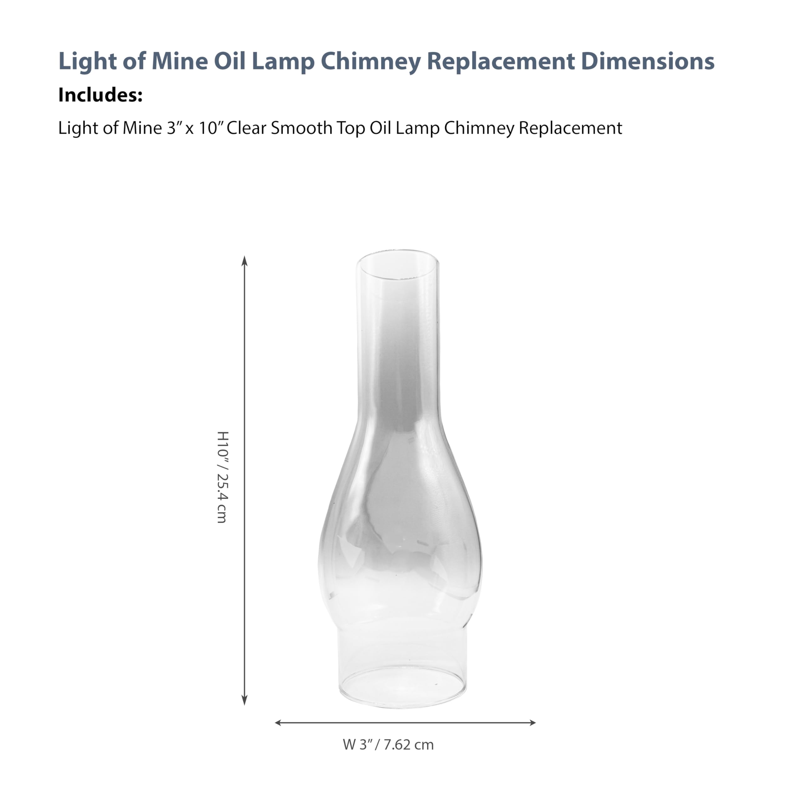 Light Of Mine - 3&quot; X 10&quot; Regular Oil Lamp Replacement Chimney (3&quot; X 10&quot; Reg.)