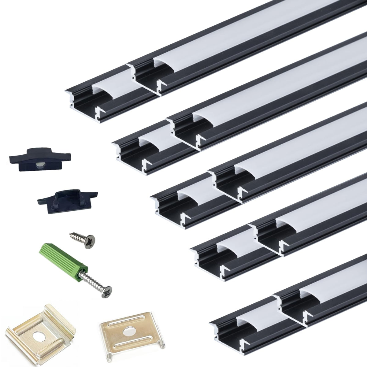 Recess Light Diffuser THMOOTHER Recessed LED Strip Black Channel Diffuser 10-Pack 6.56FT,23 ...