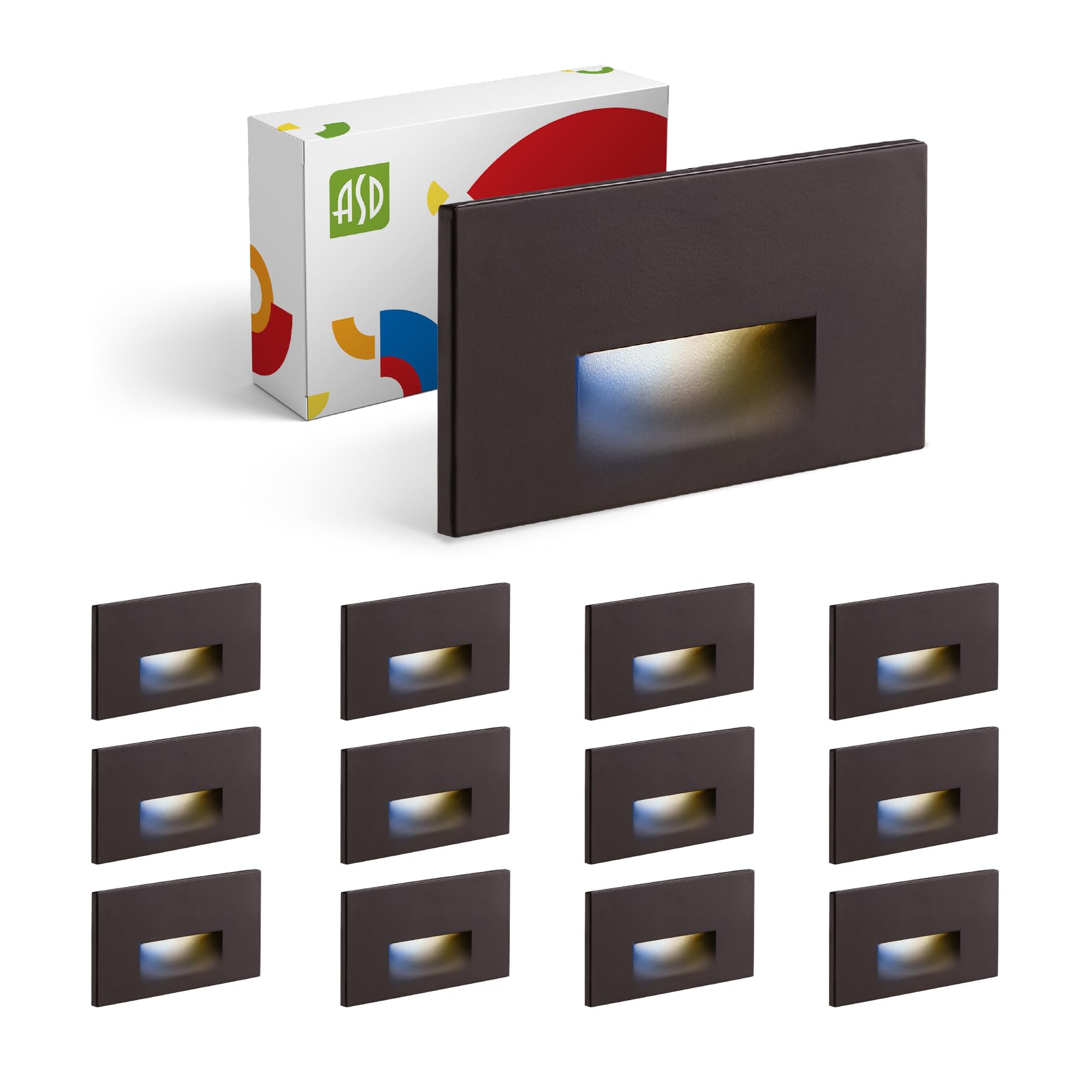 ASD LED Recessed Step Light Fixture, Dimmable, Waterproof, 3W, 120LM, 3000K-5000K, 4.75 Inch, Dark Bronze