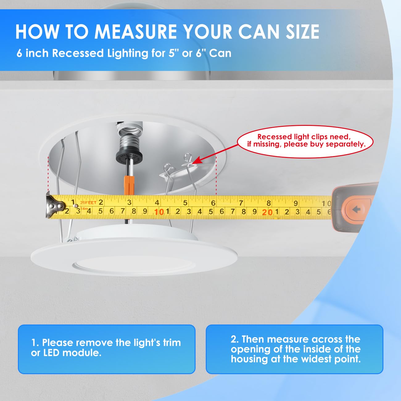 ANWIO Recessed Lighting 6 Inch LED Can Lights 5CCT Dimmable 1000LM 10W White IC Rated 5 Pack AN-DLB11-D610T-