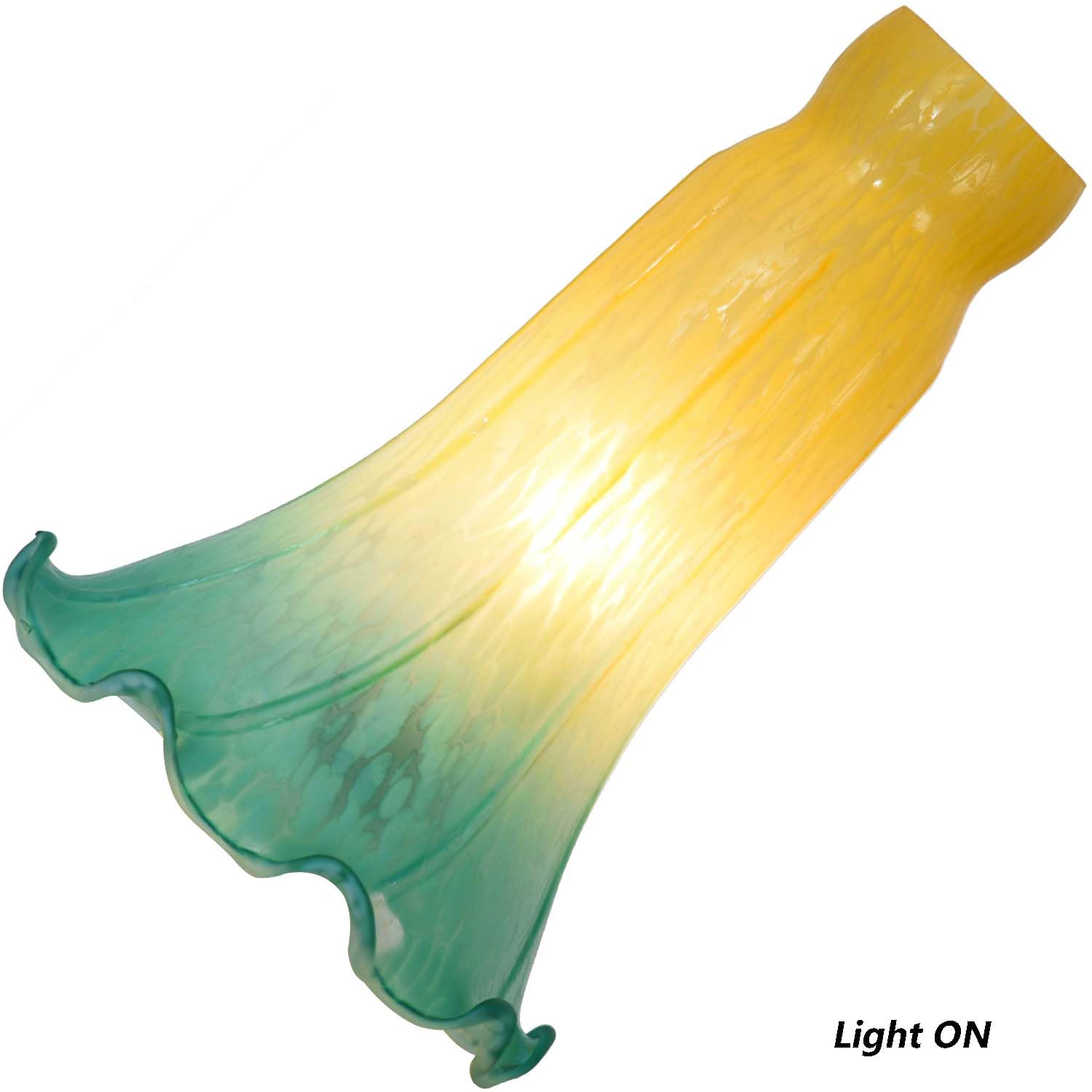 Bieye Ls17 Lily Flower Blown Glass Lampshade (Yellow Cyan, Opening I.D. 1.26'' X O.D. 1.5'')