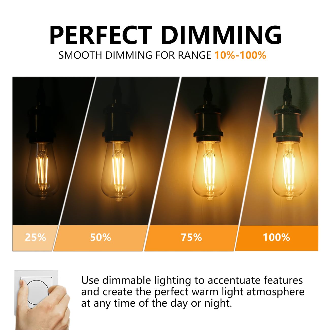 4Pack St58/St19 Vintage Led Edison Bulbs, Warm White 2700K, 6W Equivalent 60W Led Filament Light Bulbs, Dimmable 700Lm, E26 Deco