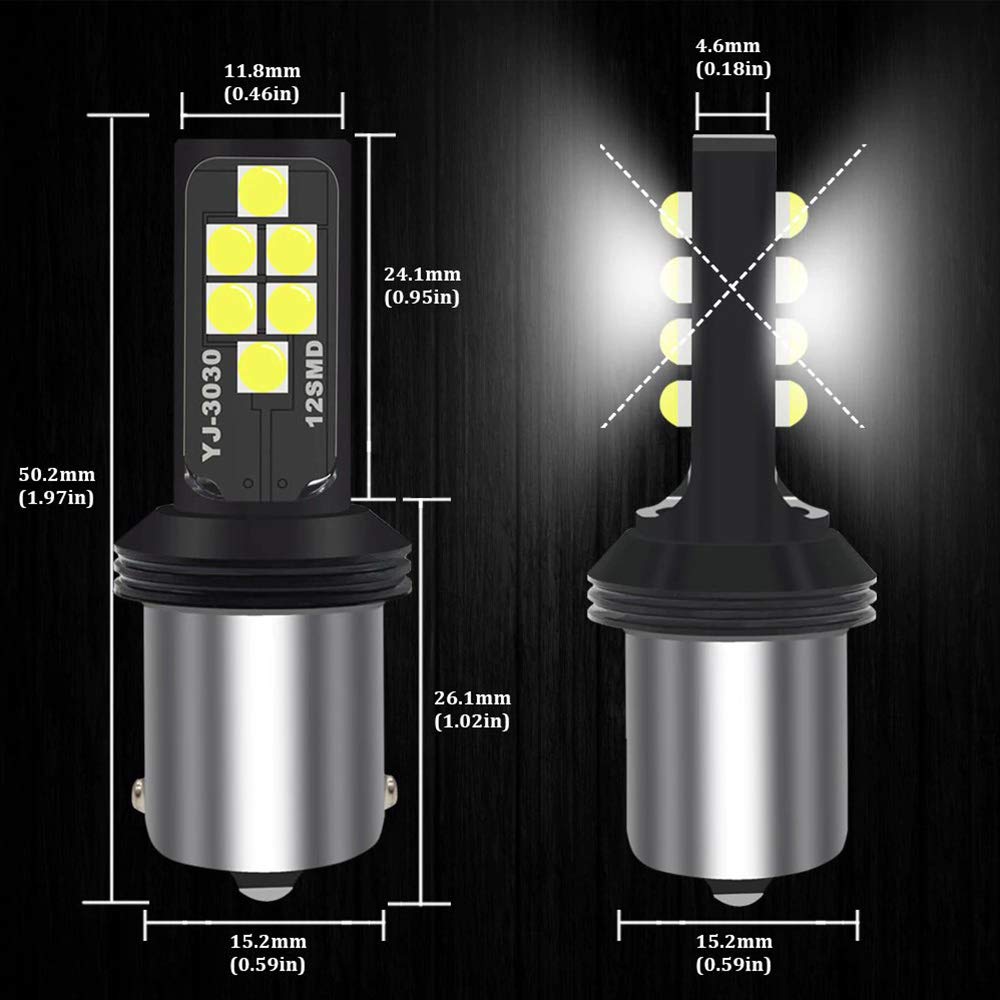 SOCAL-LED LIGHTING 1156 BA15s White LED Turn Signal Bulb, 3030 SMD, Cool White, Pack of 2