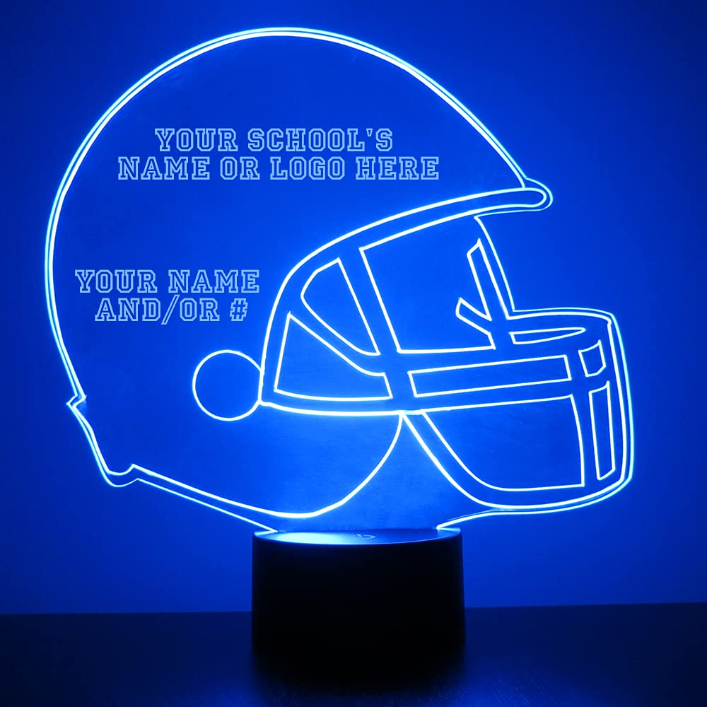 Mirror Magic Personalized LED Night Light Lamp with Remote, College Football Helmet Lights Up in 16 Colors, 4 Light Modes, 10-12