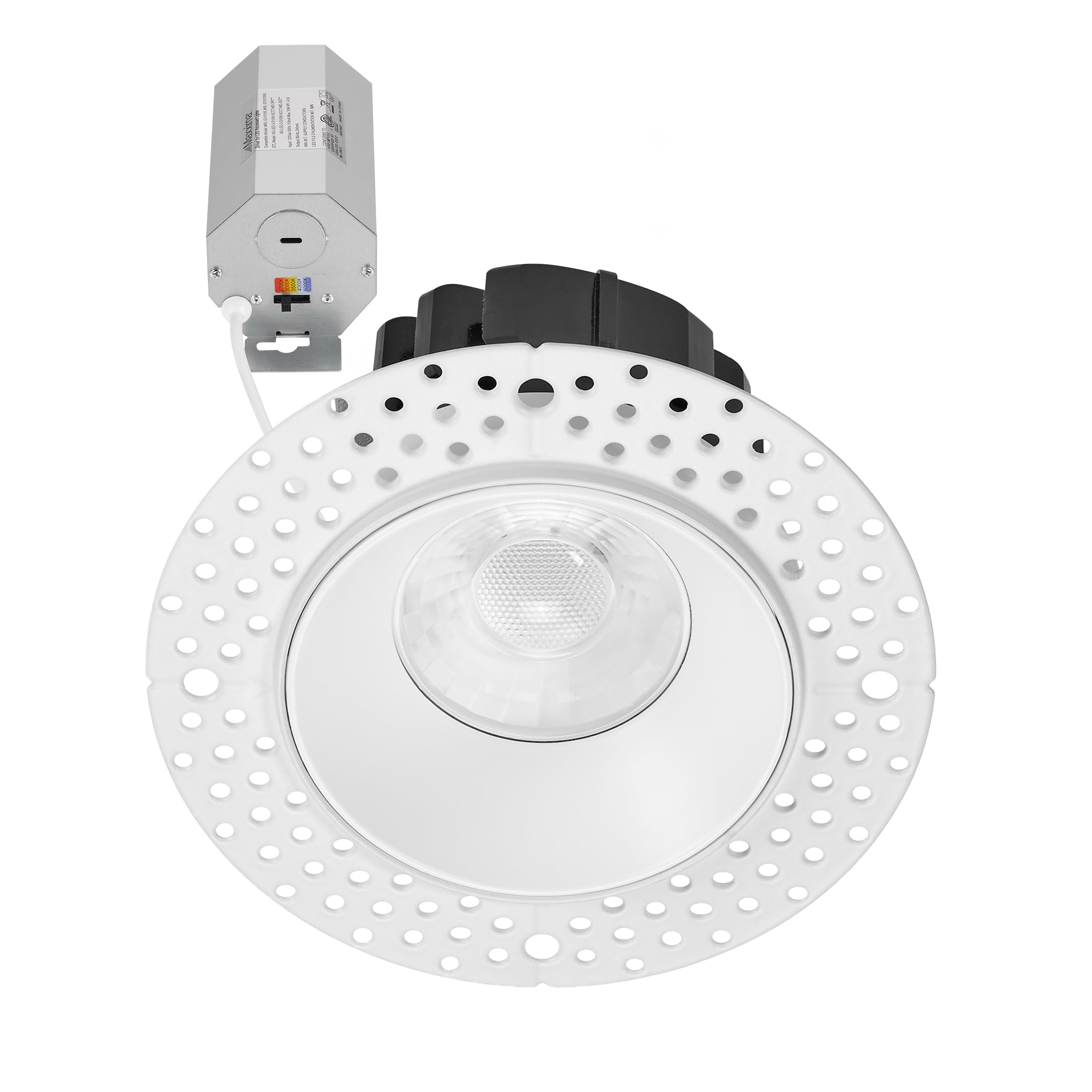 Maxxima 3 in. Trimless Ultra-Thin Recessed Anti-Glare LED Downlight Canless IC Rated 800 Lumens 5 Color Temperature Selectable 2