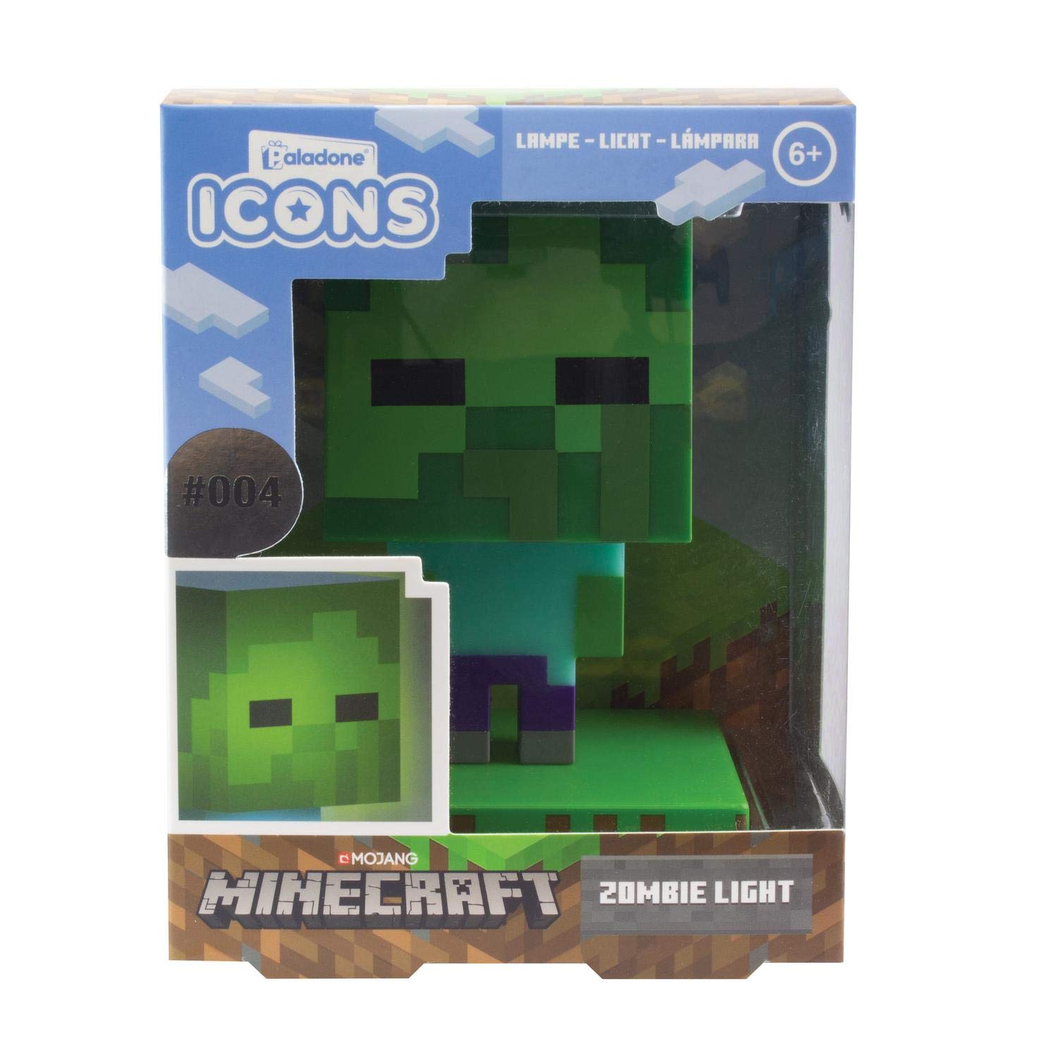 Paladone Minecraft Zombie Light - Portable Green Night Light, Battery Powered, Gaming Room Decor, Model PP6592MCF