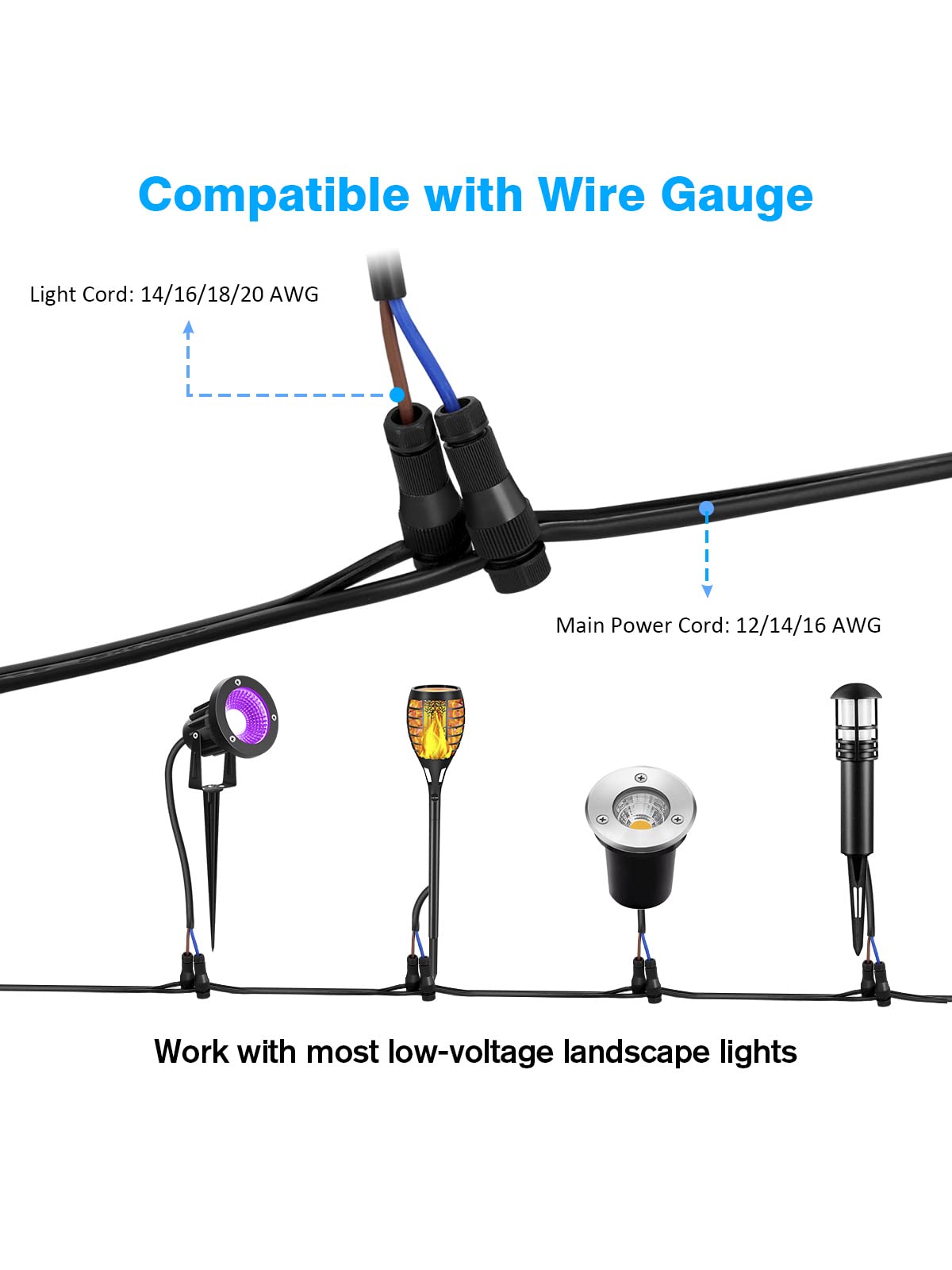 LUYE Low Voltage Connectors, 16 Pack, Fastlock Wire Cable for Outdoor Landscape Lighting, Black, Plastic, Model: af70ad25-1ce6-4d8f-bfc