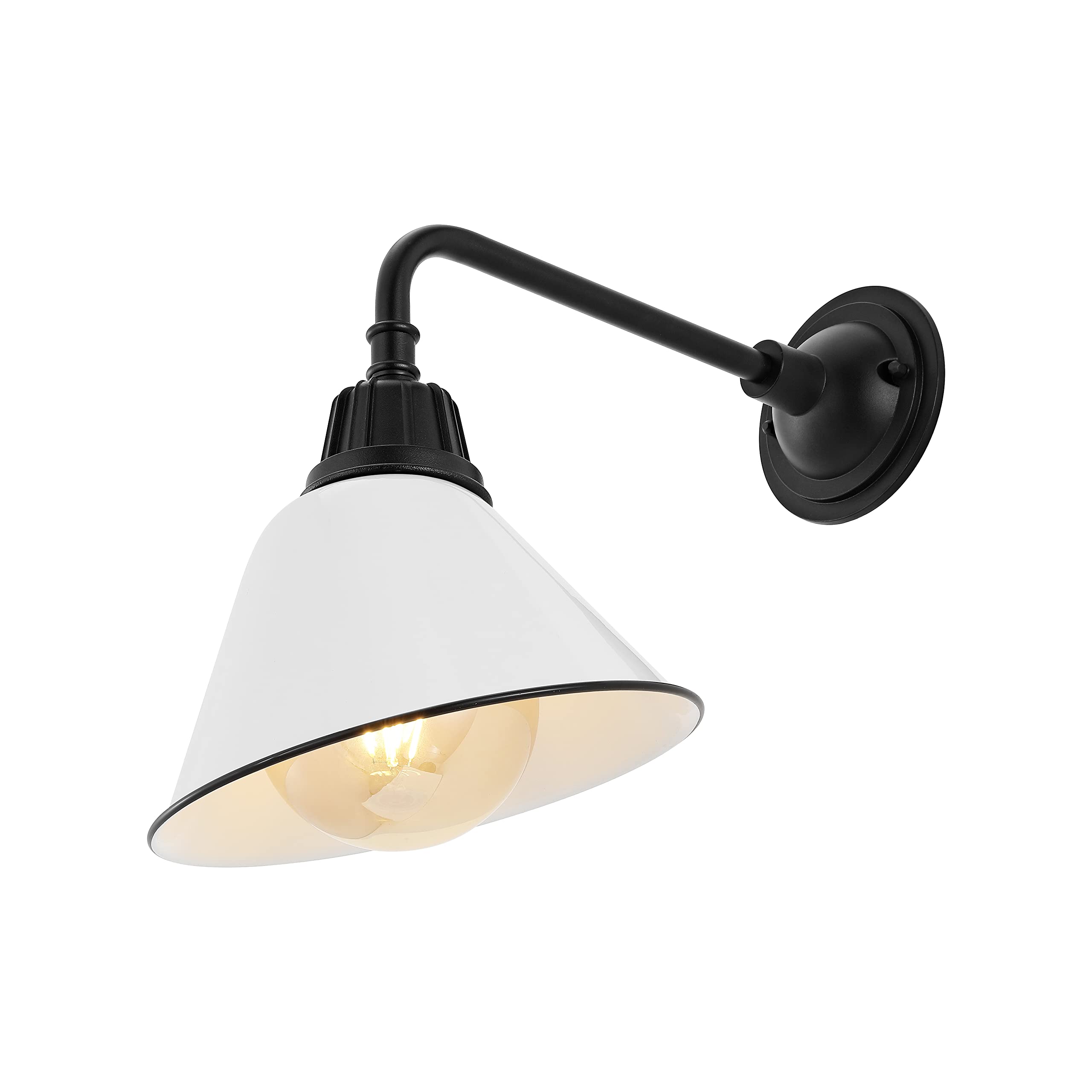 JONATHAN Y Croydon 1-Light Outdoor Sconce, Metal, 9.63in, White/Black, Model JYL7612A, Farmhouse Industrial Design