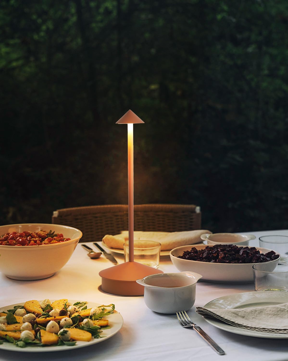 Simisand LED Cordless Table Lamps Set of 2, Portable Rechargeable, 6000mAh, Stepless Dimming, Brown, Model 1809