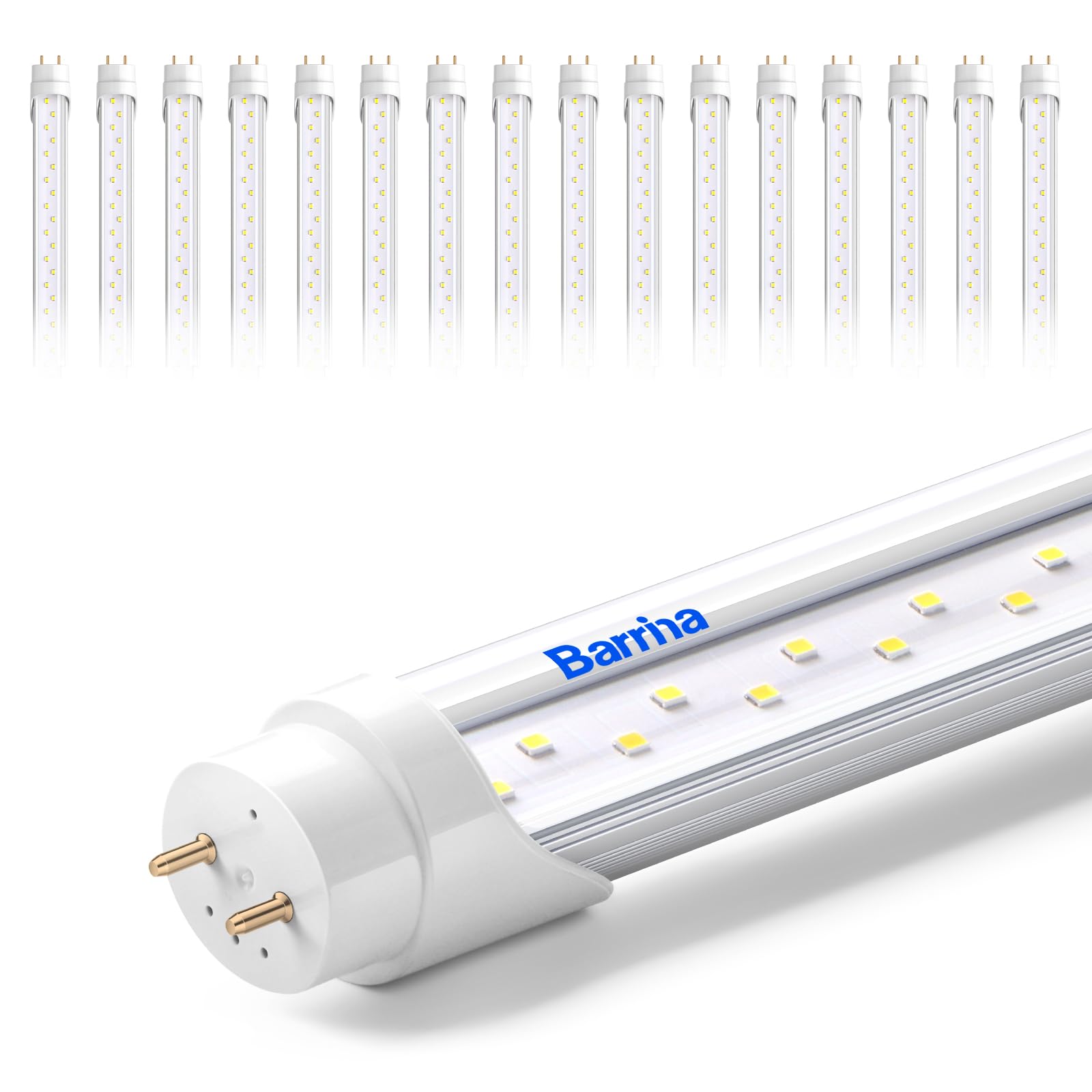 Barrina T8 Led Bulbs 4 Foot, Type B, 24W, 3200Lm, 6000K Bright Light, Ballast Bypass, 4Ft T8 Fluorescent Replacement, Dual-End P