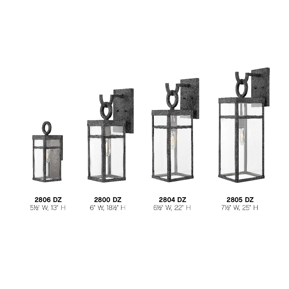 Hinkley Porter Small Outdoor Lantern, 1-Light, Aluminum, Aged Zinc Finish, Model 2806DZ, Extra Small