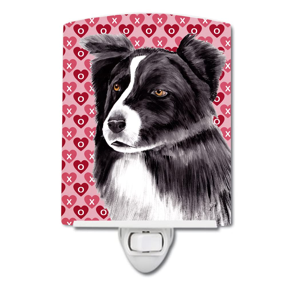 Carolines Treasures Ceramic Night Light, Border Collie Hearts, UL-Certified, 6x4x3 inches, Multicolor, Model SC9272CNL