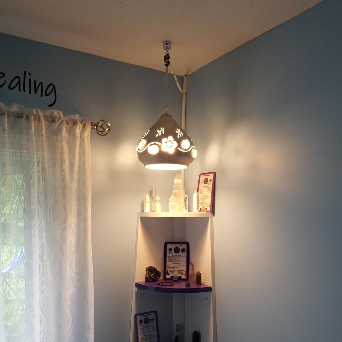 Ylong-Zs Hanging Lamps Swag Lights Plug In Pendant Light 16 Ft Cord Boho Hanging Pendant Light Cage In-Line On/Off Dimmer Switch For Kitchen Island, Dining Room, Entryway(White And Crystal)