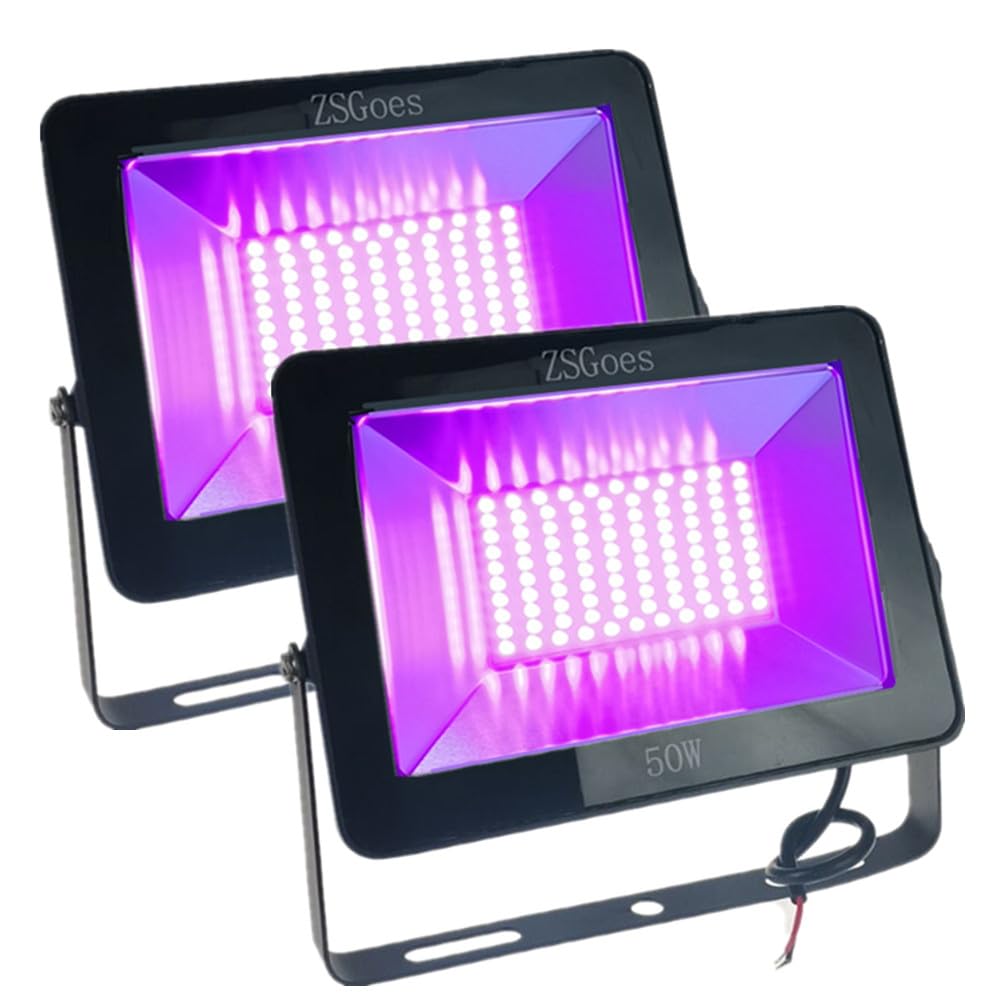 Zsgoes 2 Pack 50W Uv Ultraviolet Black Light 12V 24V 36V Low Voltage For Halloween Blacklight Party  Stage Lighting  Fluorescent Body discomfort-reducingt  Glow In The Dark  Fishing  Uv Glue Curing  Screen Printing