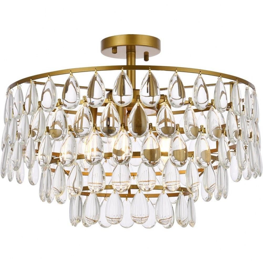 Elegant Lighting Indoor Modern Home Decorative Bright Mila 20 inch flush Mount in brass