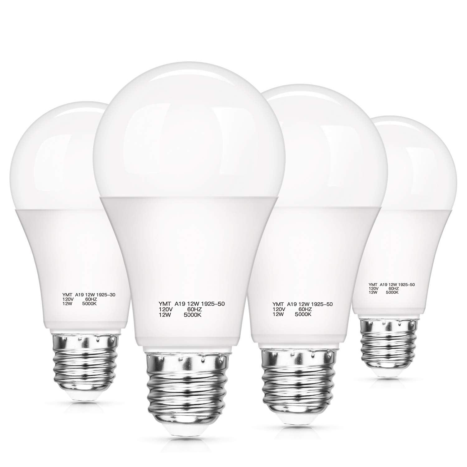 SHINE HAI Dusk to Dawn LED Light Bulbs, A19 12W, 1200 LM, E26 Base, Daylight White 5000K, 4-Pack