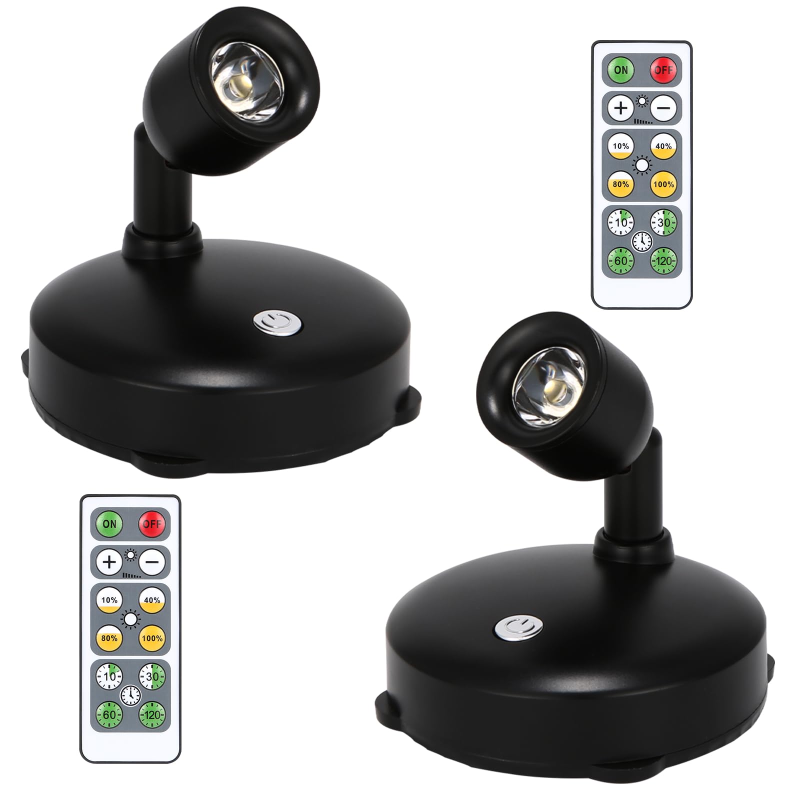 Dunhaoji Spotlight Battery Operated, Led Accent Lights With Remote, Wireless Spot Light For Indoor Plant Tree, Stick Up Lighting For Display Picture Painting Dartboard Wall Decor Artwork Photo