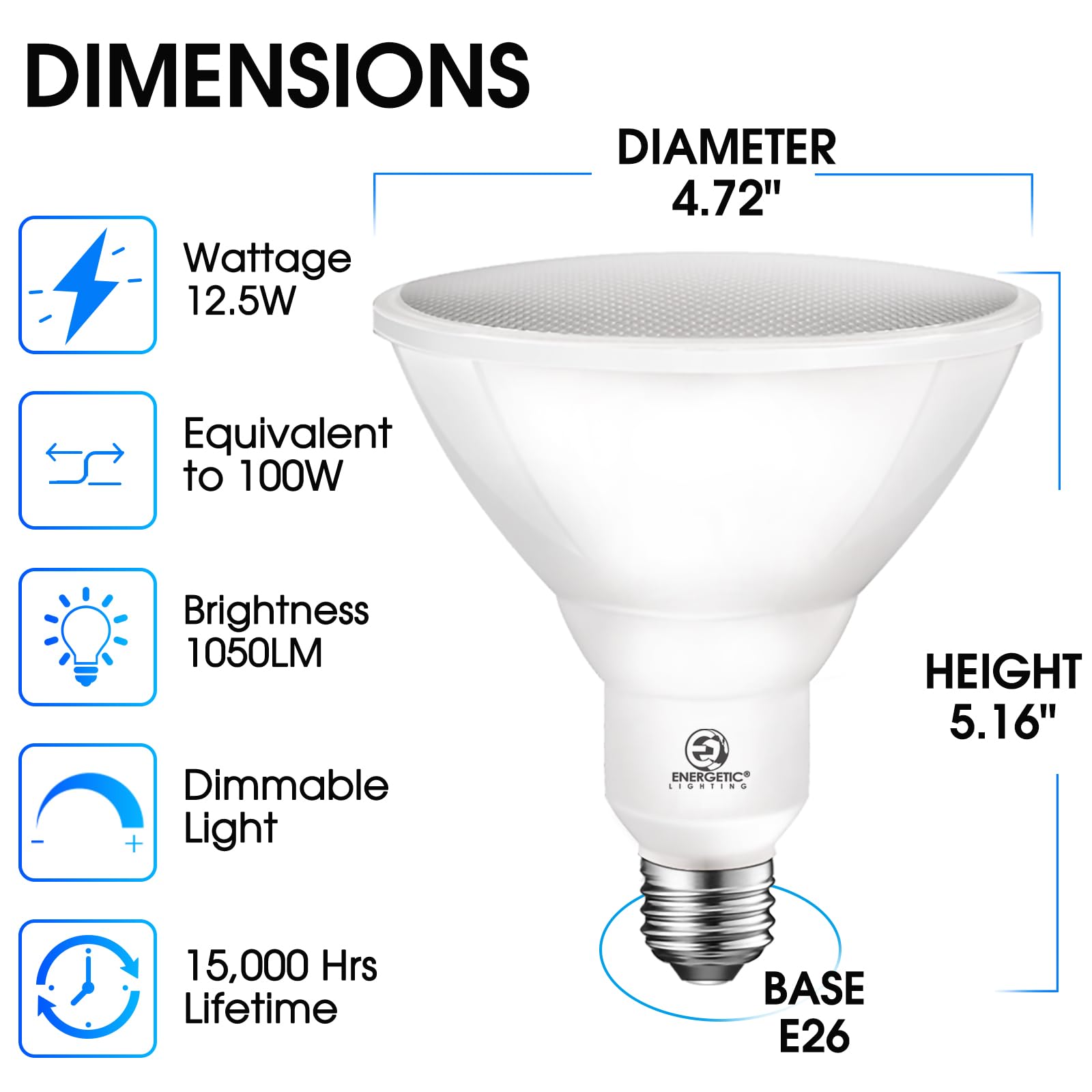 Energetic Led Par38 Outdoor Flood Light Bulb Home Residential Patio Driveway Light, Par38 Led Bulb, 5000K Daylight Dimmable, 100