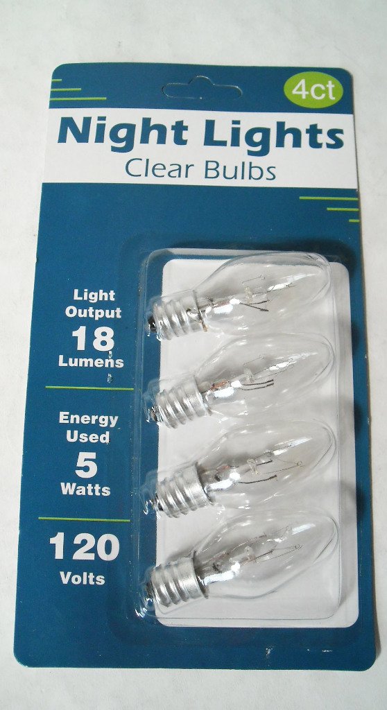 Home Life Essentials Night Light Clear Bulbs 4Ct