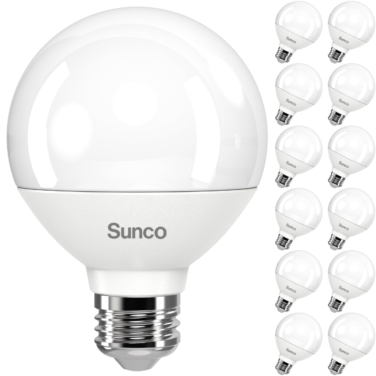 Sunco 12 Pack Vanity Globe Light Bulbs G25 Led For Bathroom Mirror, High Output 1000 Lm, 100W Equivalent 11W, 4000K Cool White,