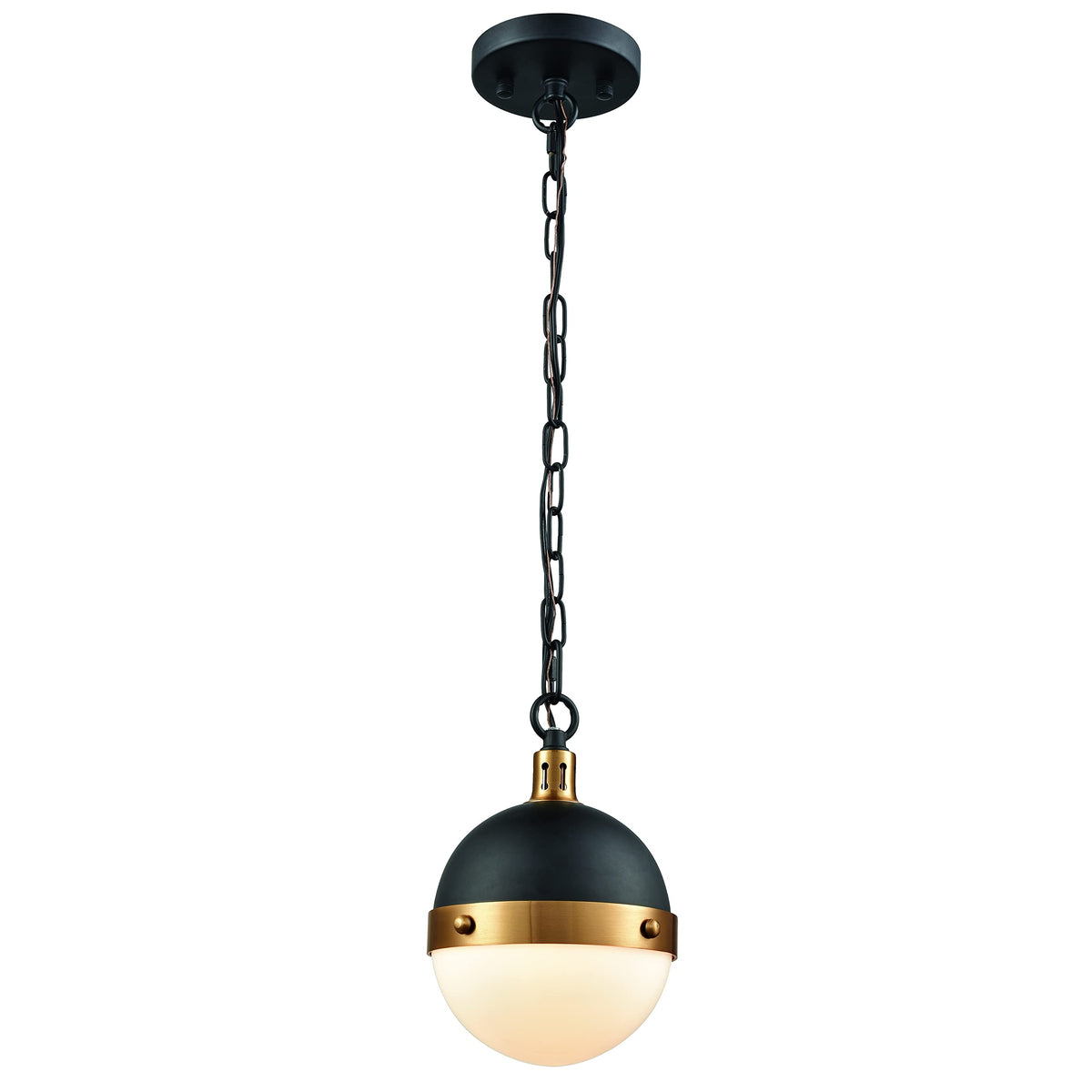 Elk Home Harmelin Mini Pendant Light, 1-Light Matte Black With Opal Glass, Modern Style