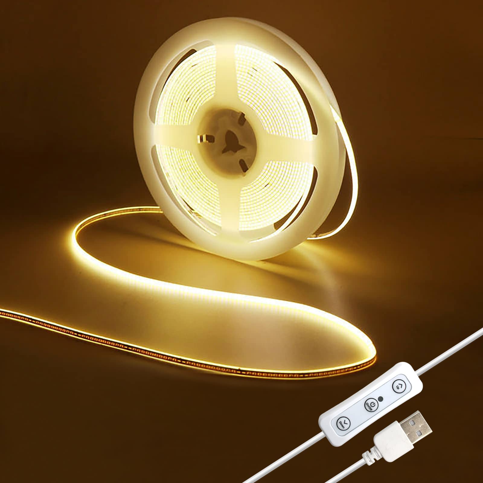 Glpe Cob Led Lights For Bedroom Usb Powered,10Ft 960Leds White Rope Lights Indoor,Dimmable Backlight Strip Lights For Tv Bedroom