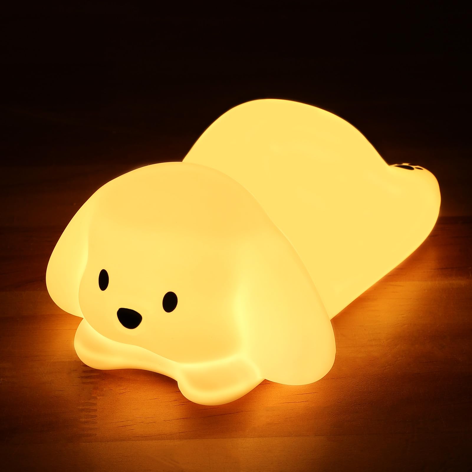 Tremdwoto Dog Night Light for Kids,Cute 7 Colorful Night Light Baby Girl Squishy Night Lights Lamp 1/3 Hour Timer Puppy Light Di
