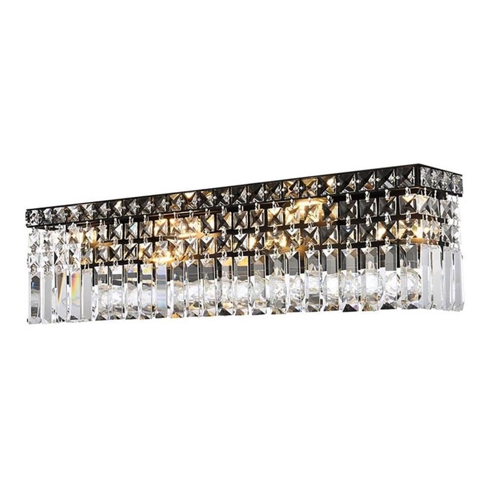Elegant Lighting Maxime 26" Black Metal And Crystal Wall Sconce