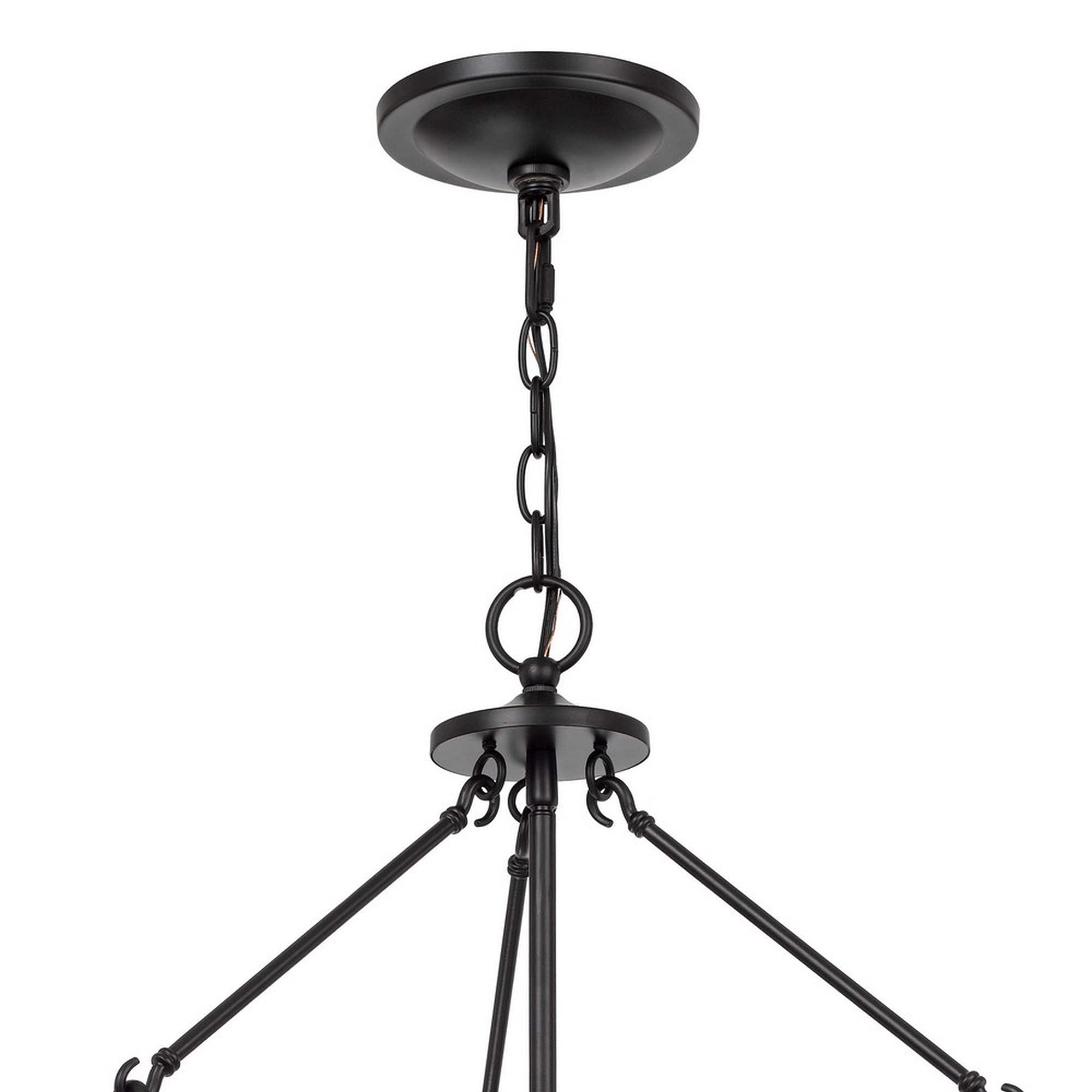 Benzara BM241879 Chandelier with Metal Bird Cage Pendulum Design Black